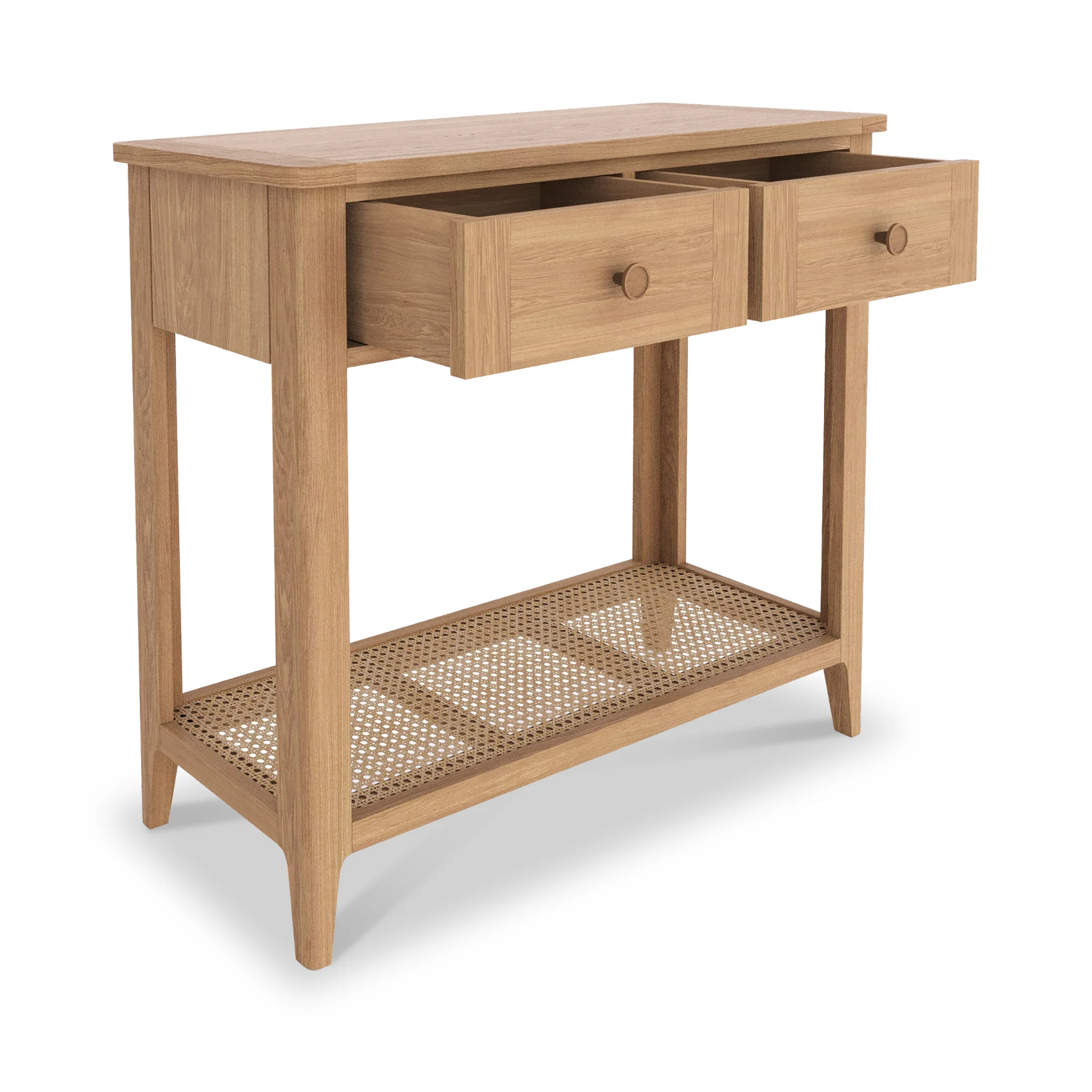 Albany Oak & Rattan Console Table - Image 4