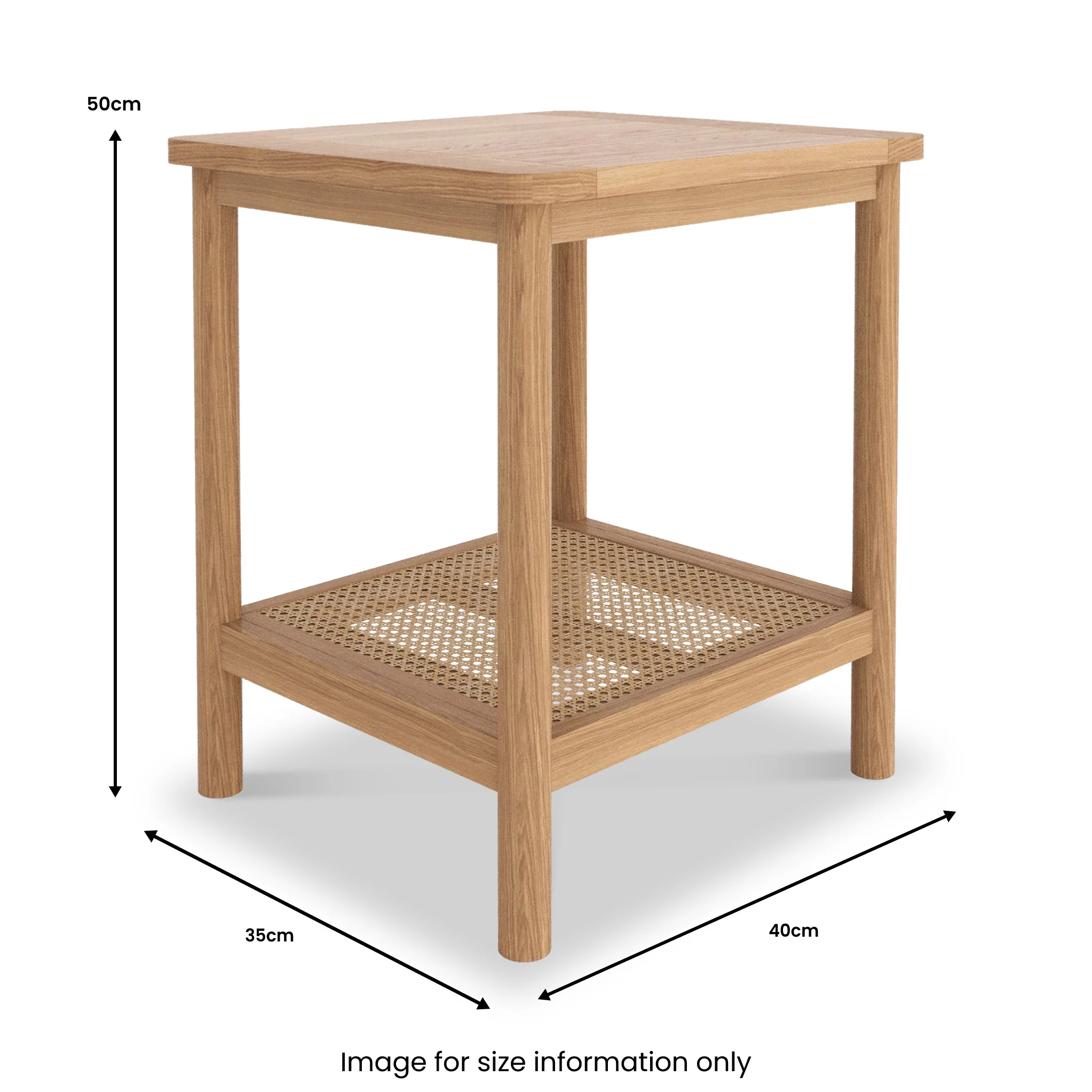 Albany Oak & Rattan Side Table - Image 5