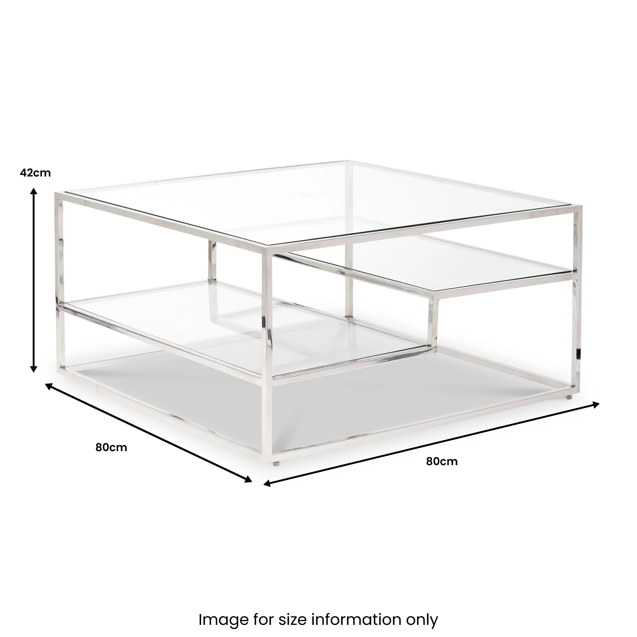 Aleandra Clear Glass and Silver Metal Coffee Table - Image 8