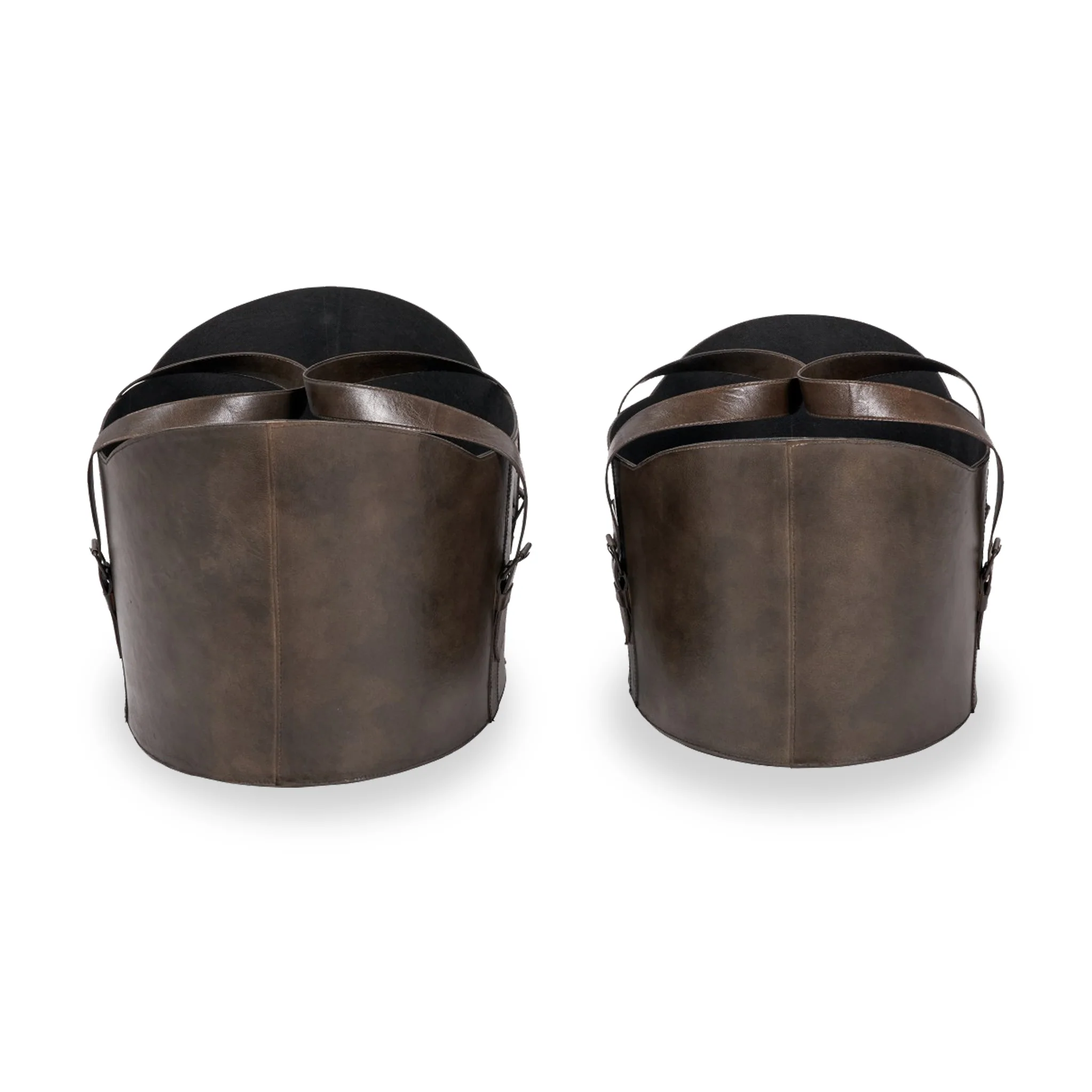 Alessio Peppercorn Leather Handled Storage Set of 2 - Image 7