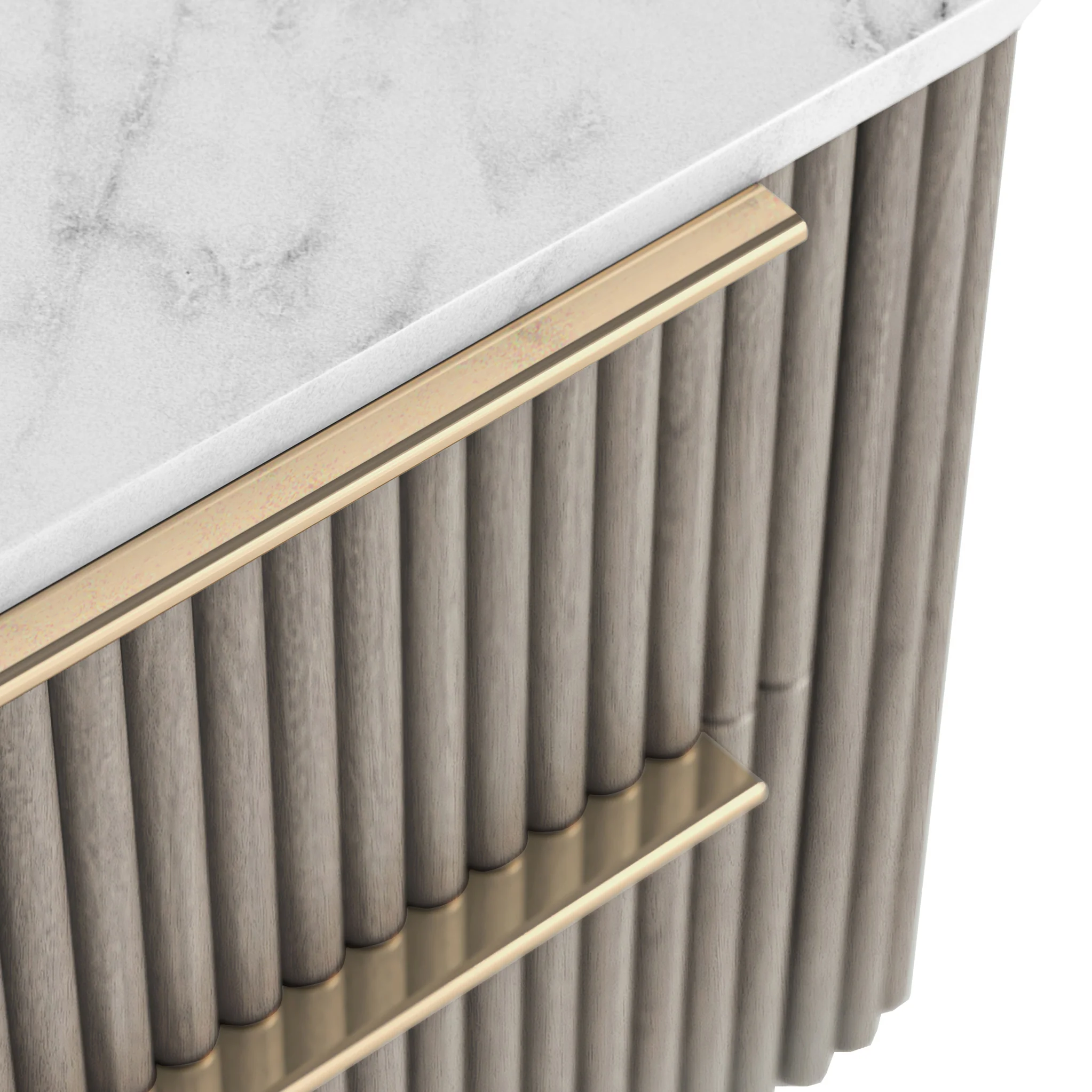 Amelie Grey Fluted 2 Drawer Bedside Table - Image 5