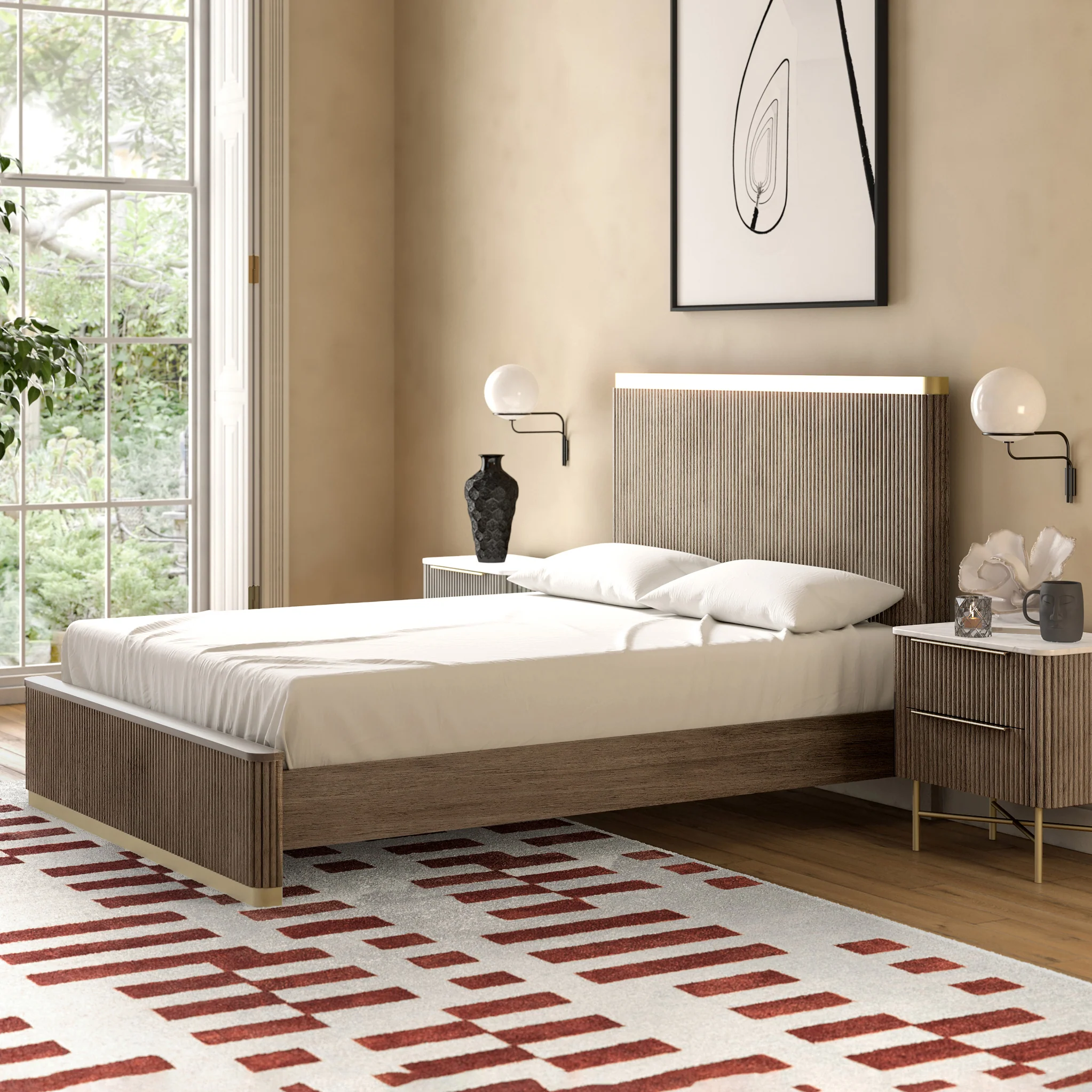 Amelie Grey Fluted Bed