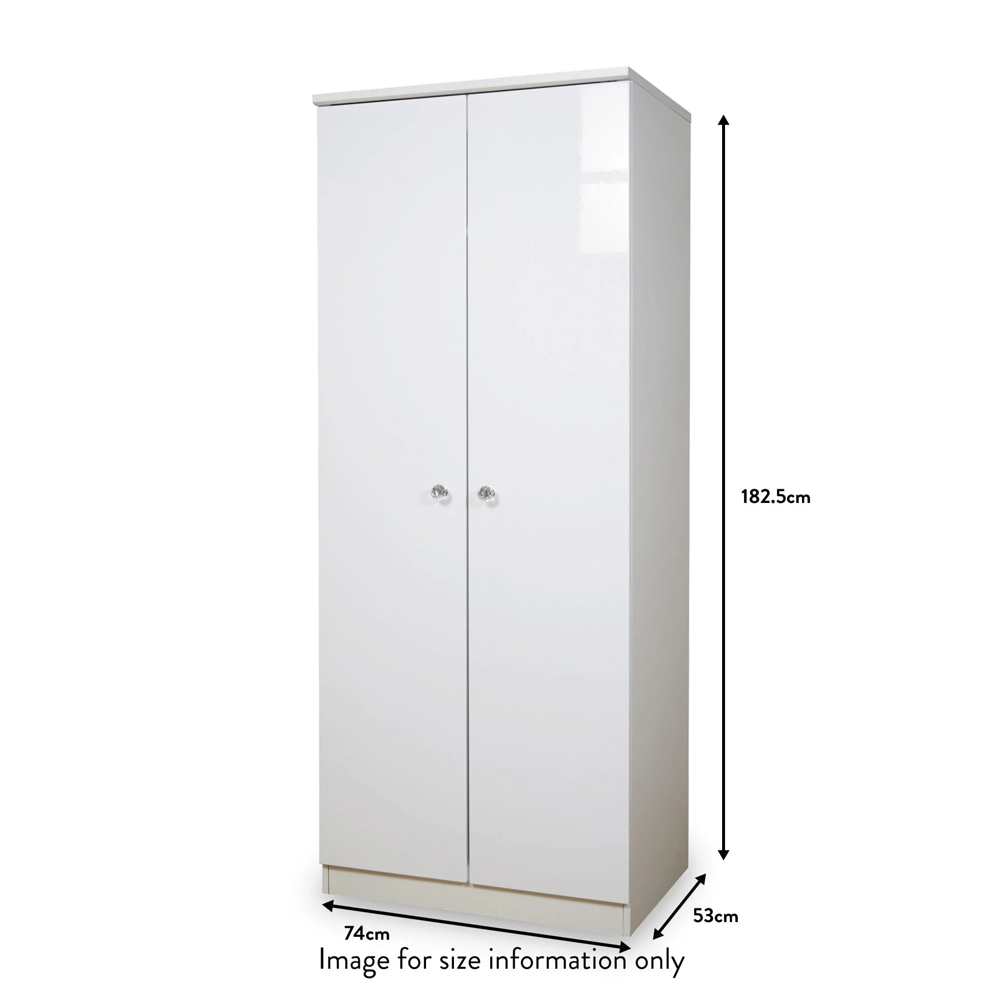 Aria White Gloss with LED Lighting 2 Door Wardrobe - Image 7