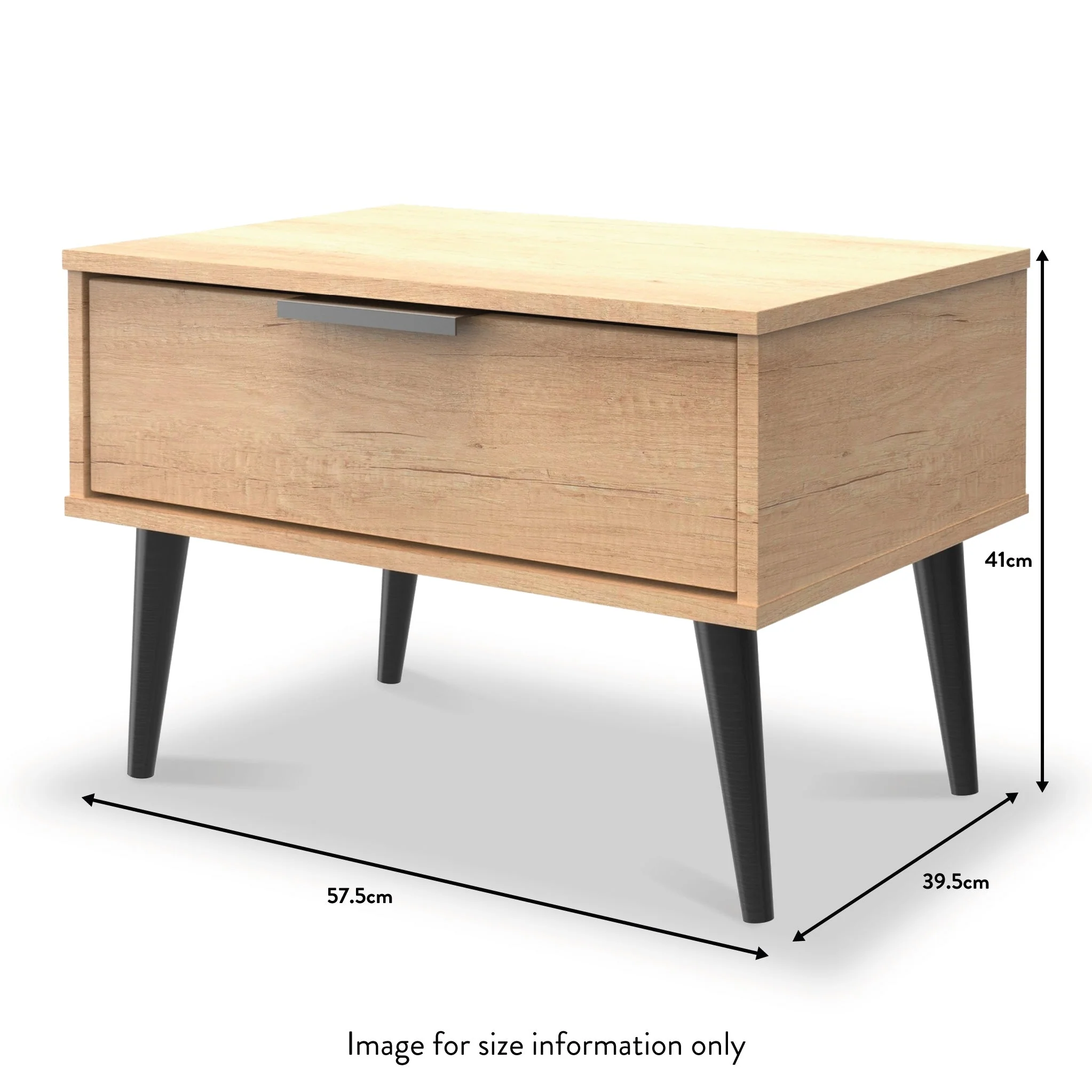Asher Light Oak 1 Drawer Side Table with Black Legs - Image 5