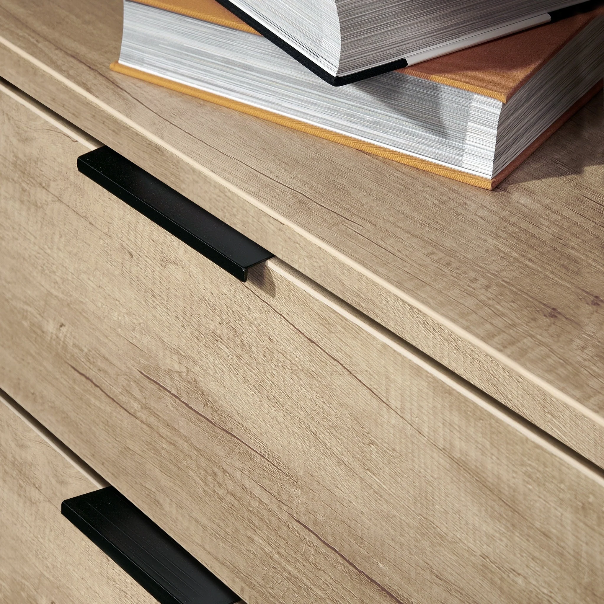 Asher Light Oak 6 Drawer Sideboard with Black Legs - Image 4