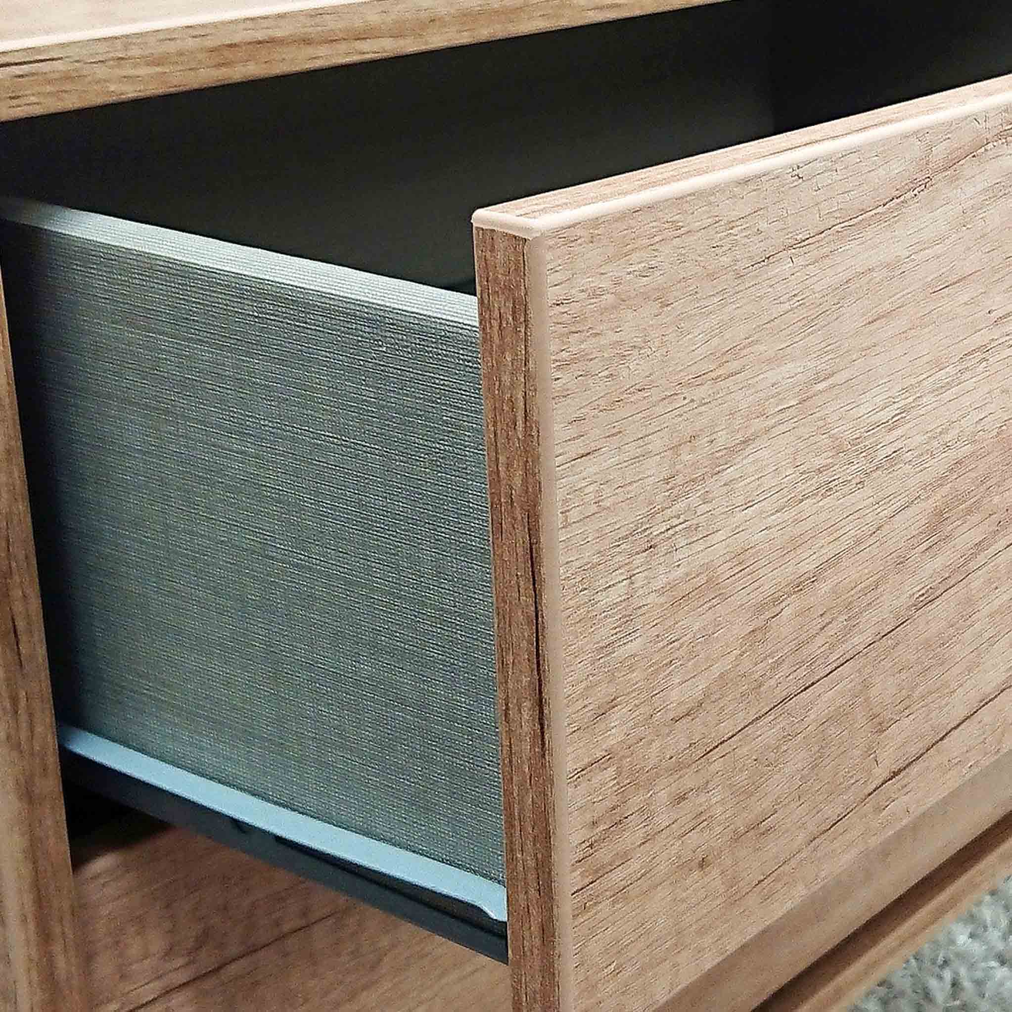 Asher Light Oak 6 Drawer Sideboard with Black Legs - Image 5