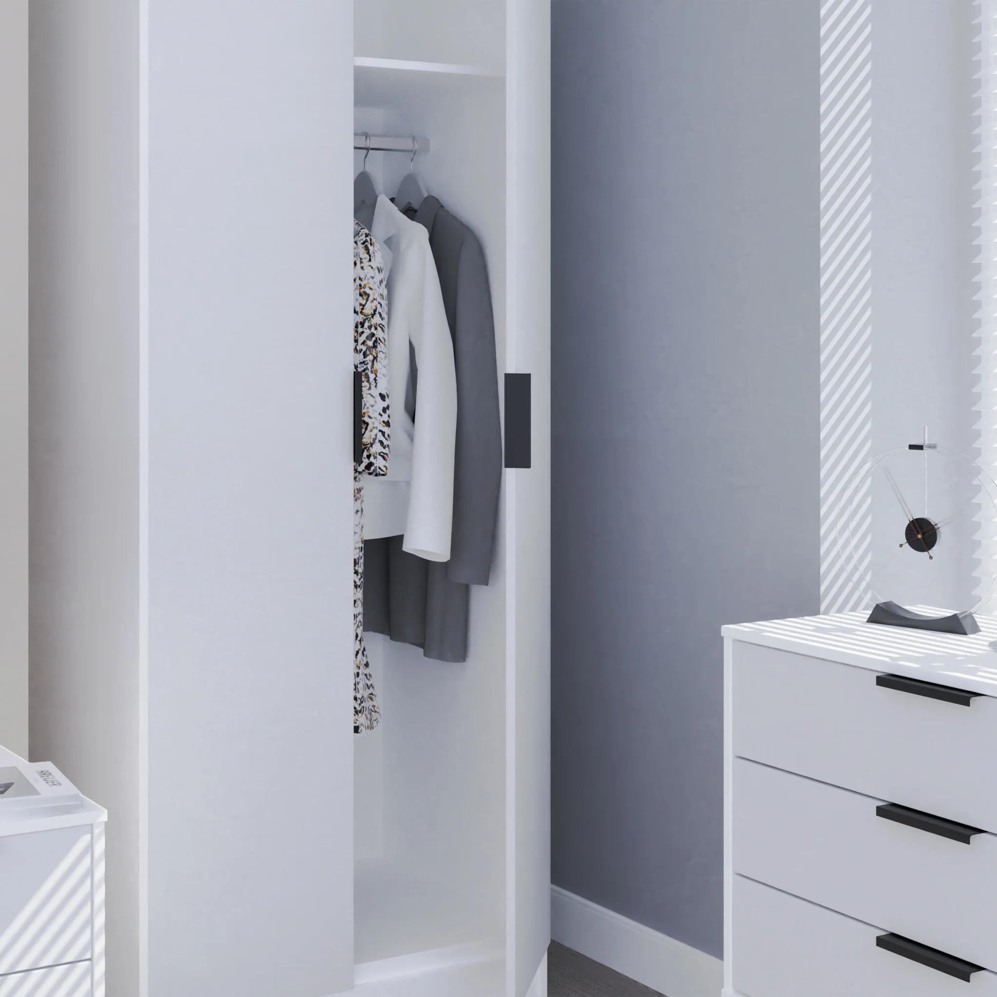 Asher White 2 Door Double Wardrobe - Image 3