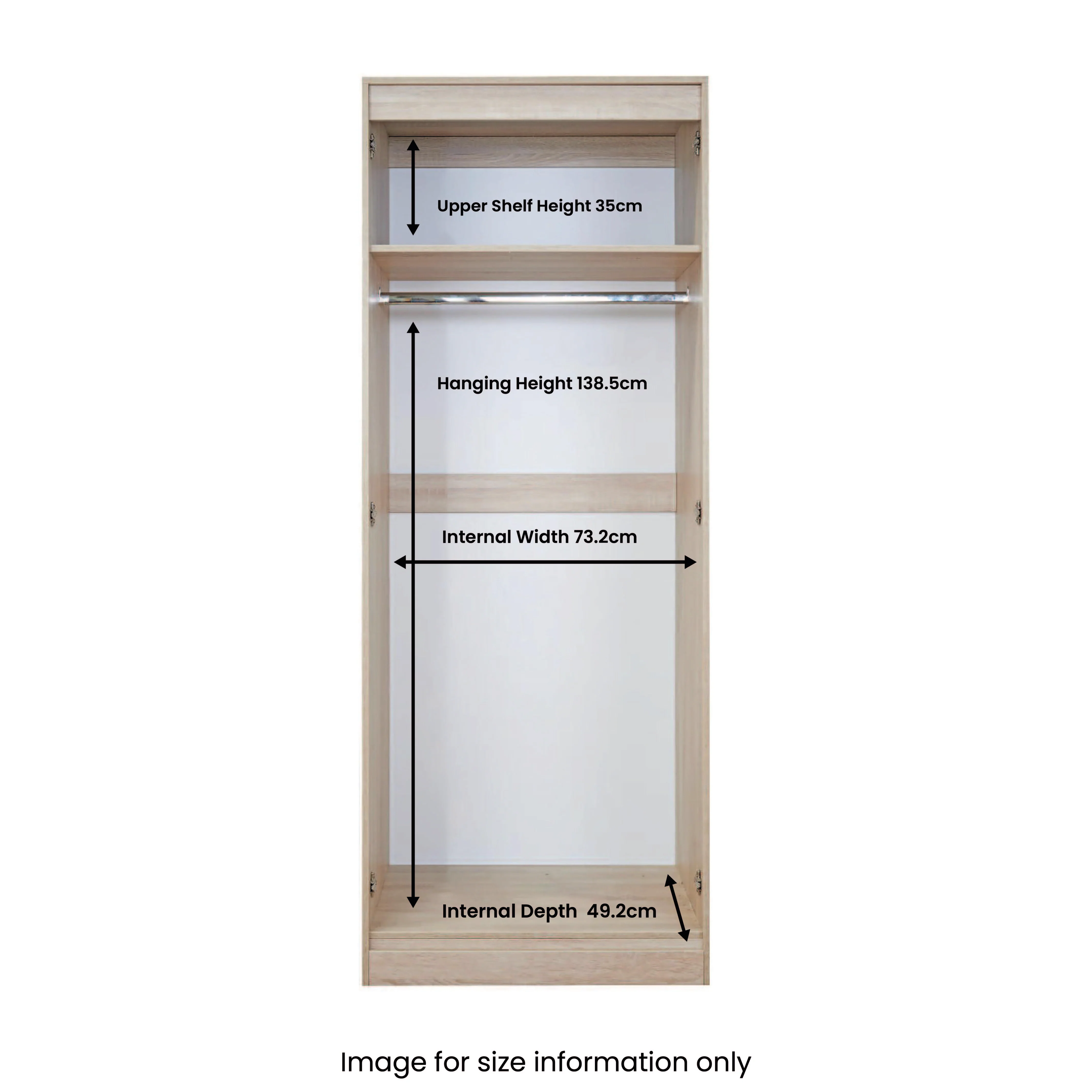 Asher White 2 Door Double Wardrobe - Image 6