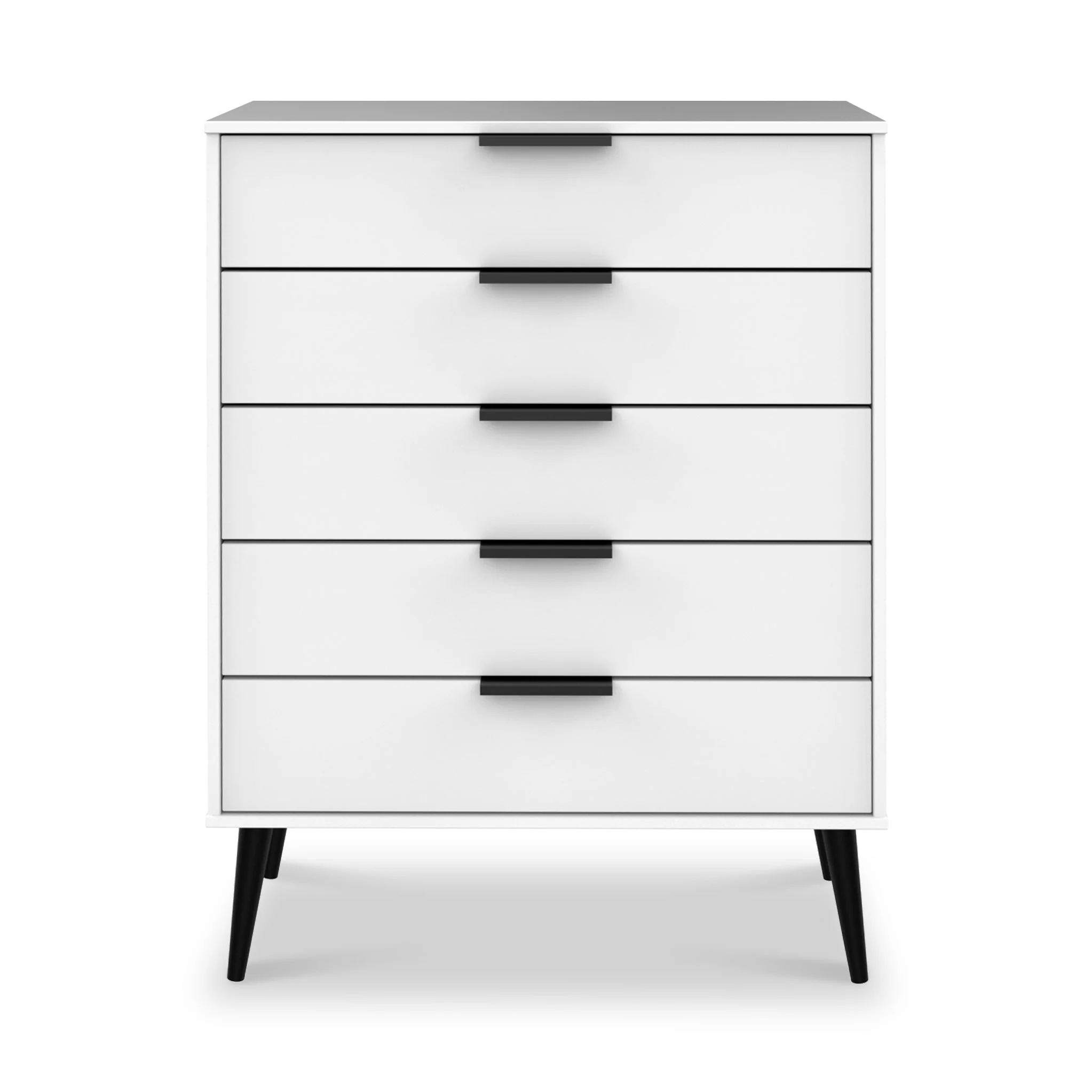 Asher White 5 Drawer Chest with Black Legs - Image 2