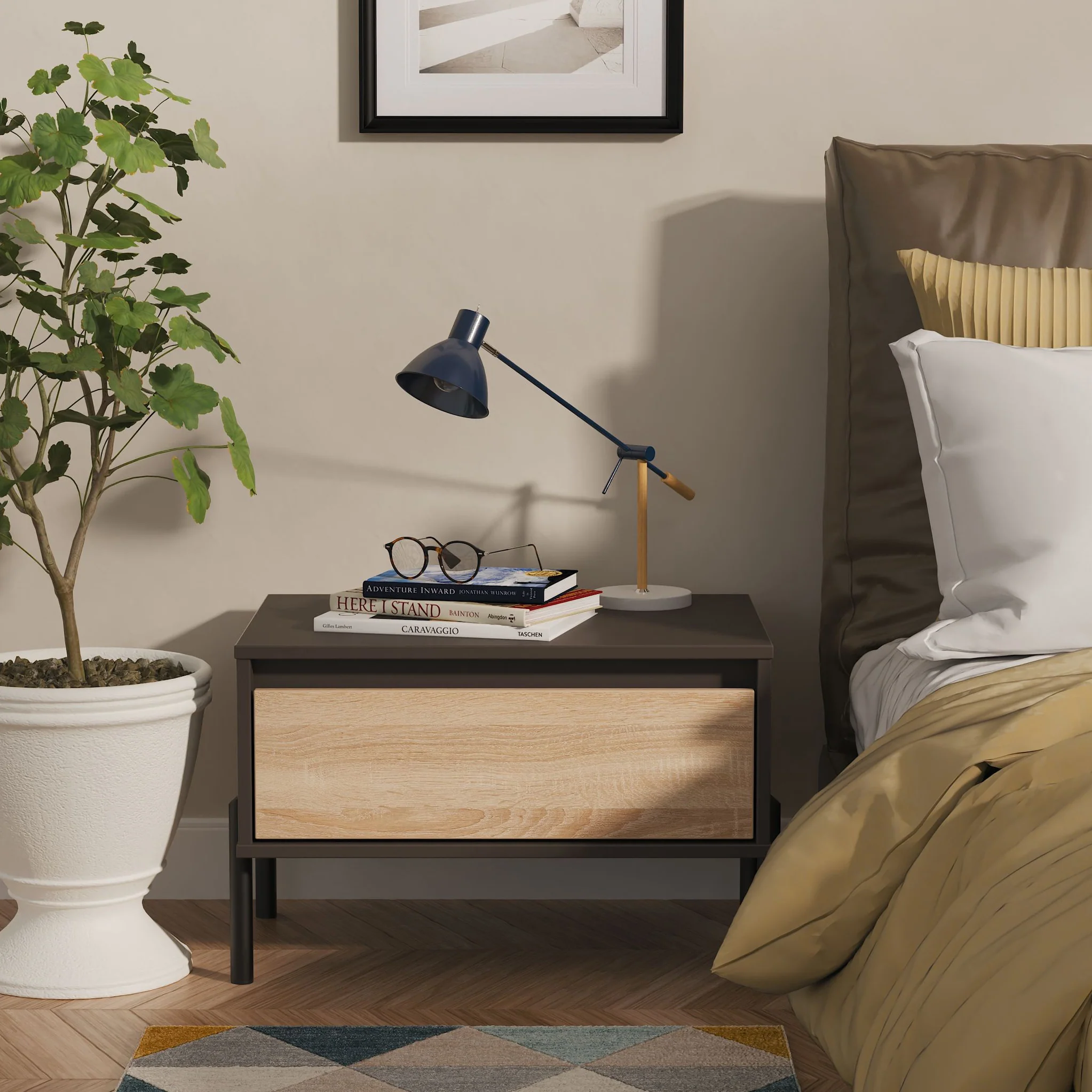 Axton 1 Drawer Wide Bedside Table - Image 14