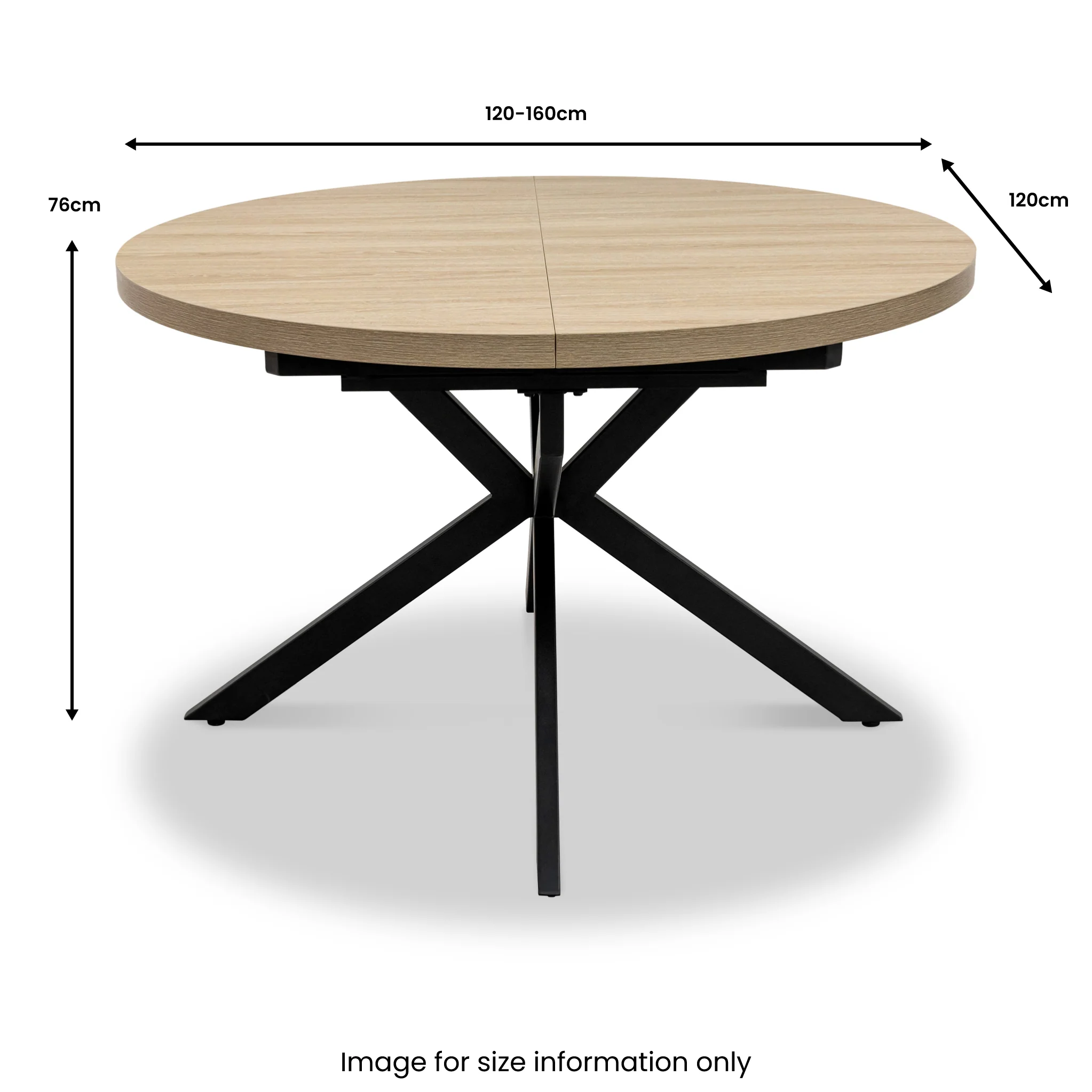 Barker 120cm-160cm Light Oak Effect Extending Dining Table - Image 6