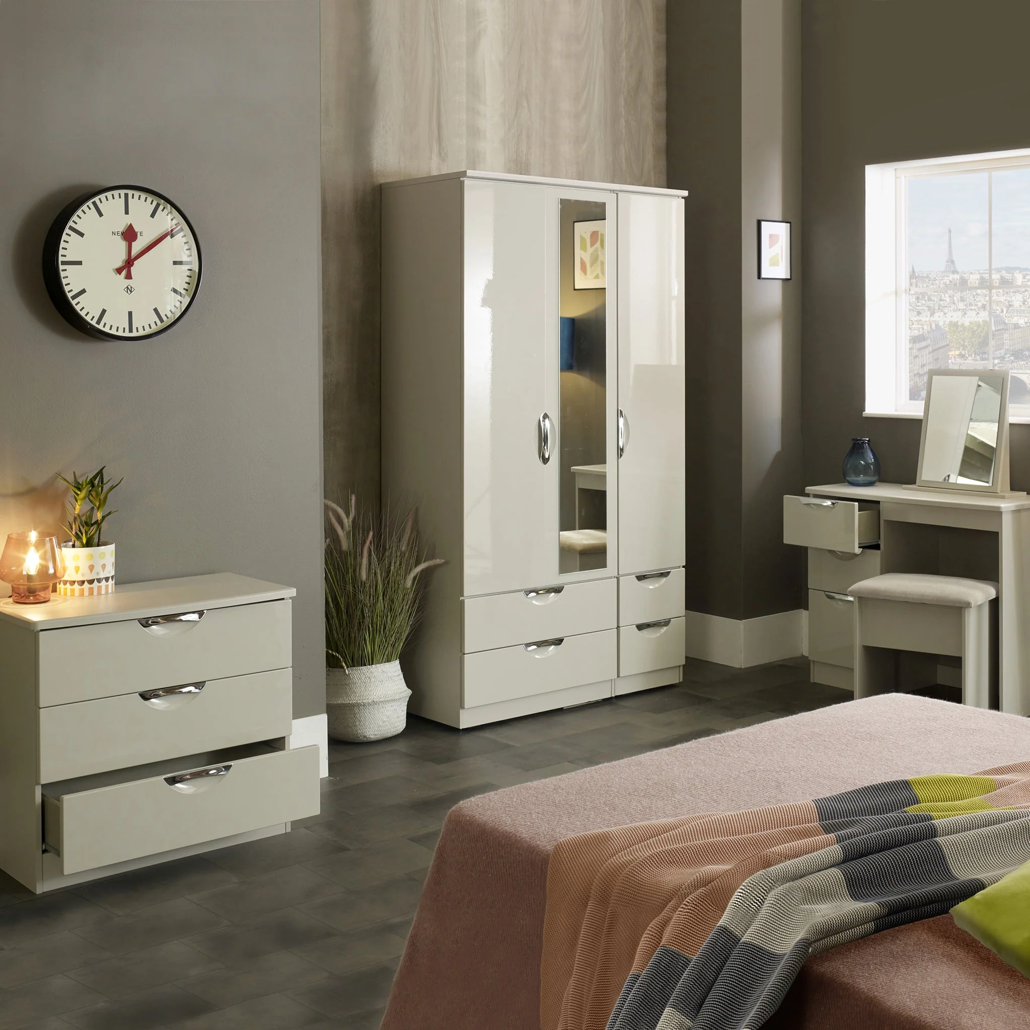 Beckett Gloss Dressing Table with Stool - Image 4