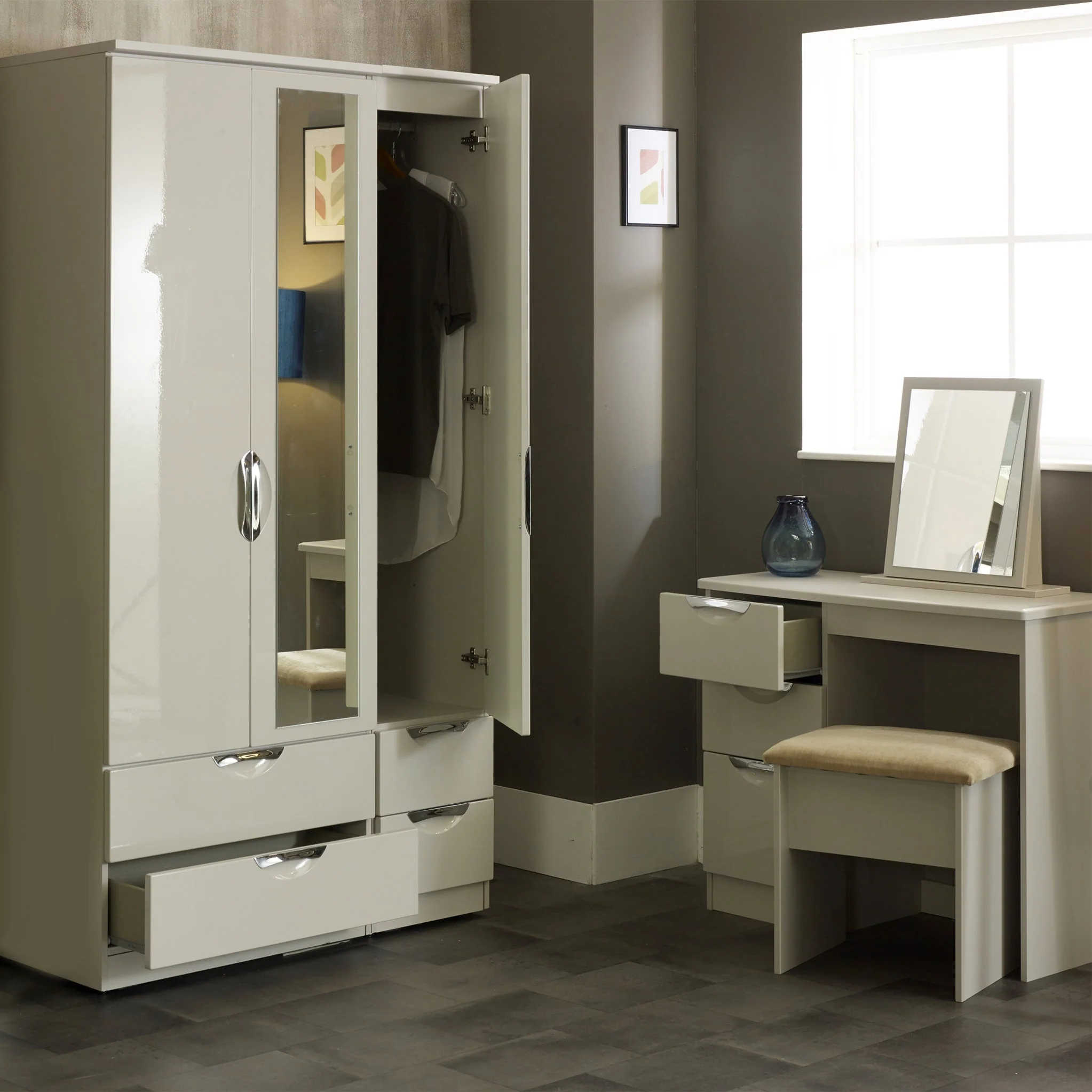 Beckett Gloss Dressing Table with Stool - Image 5