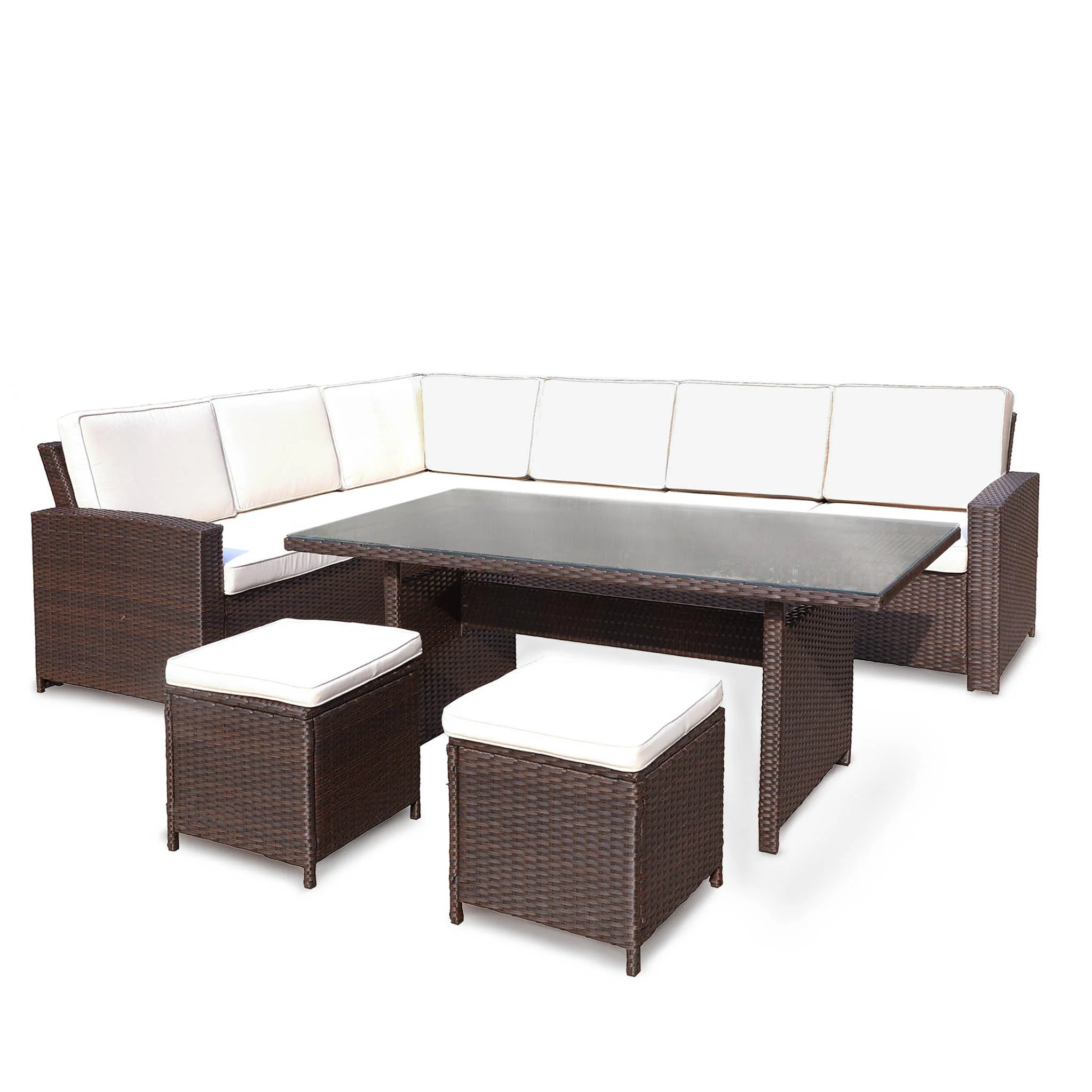 Berlin Rattan Corner Dining Set with Stools - Image 2