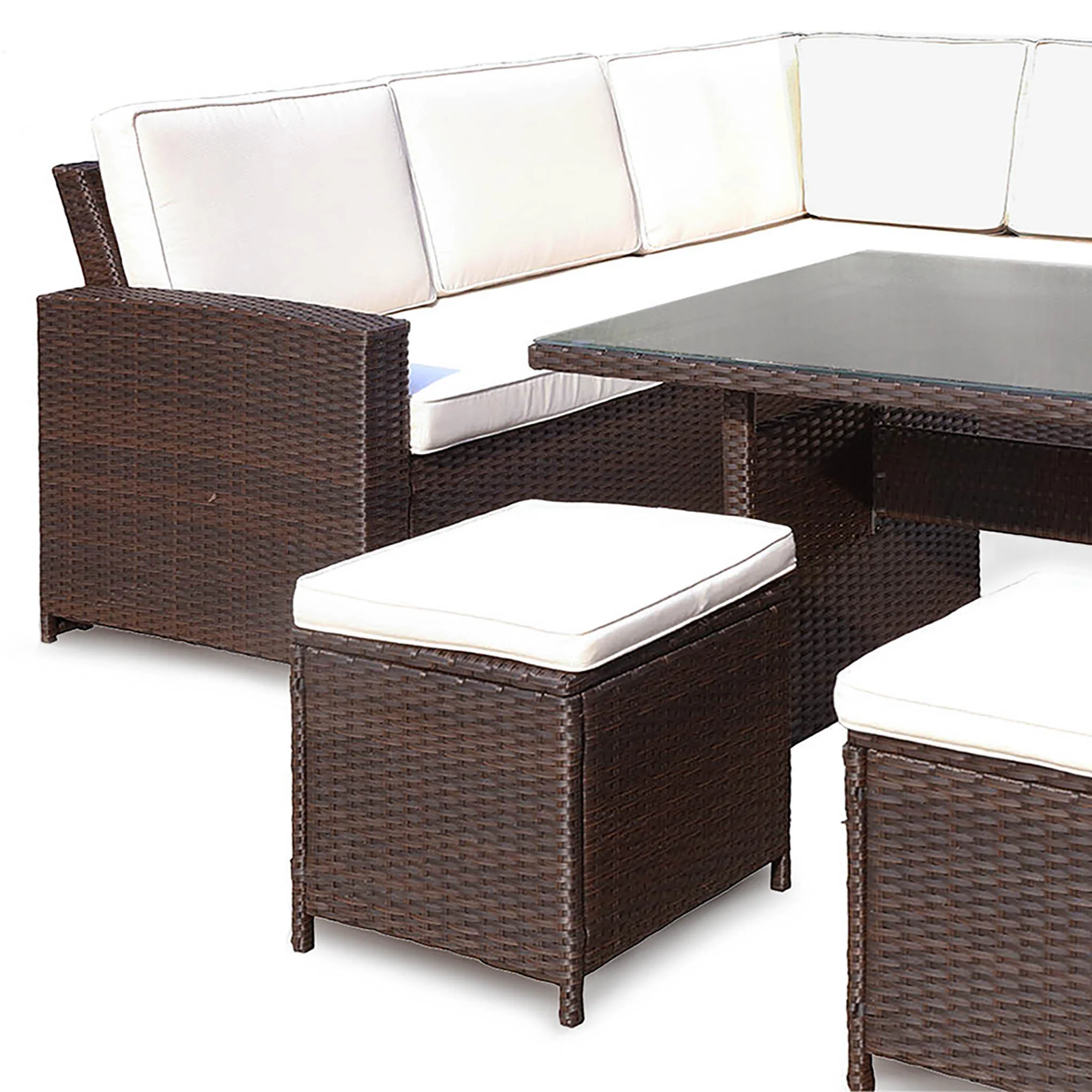Berlin Rattan Corner Dining Set with Stools - Image 4