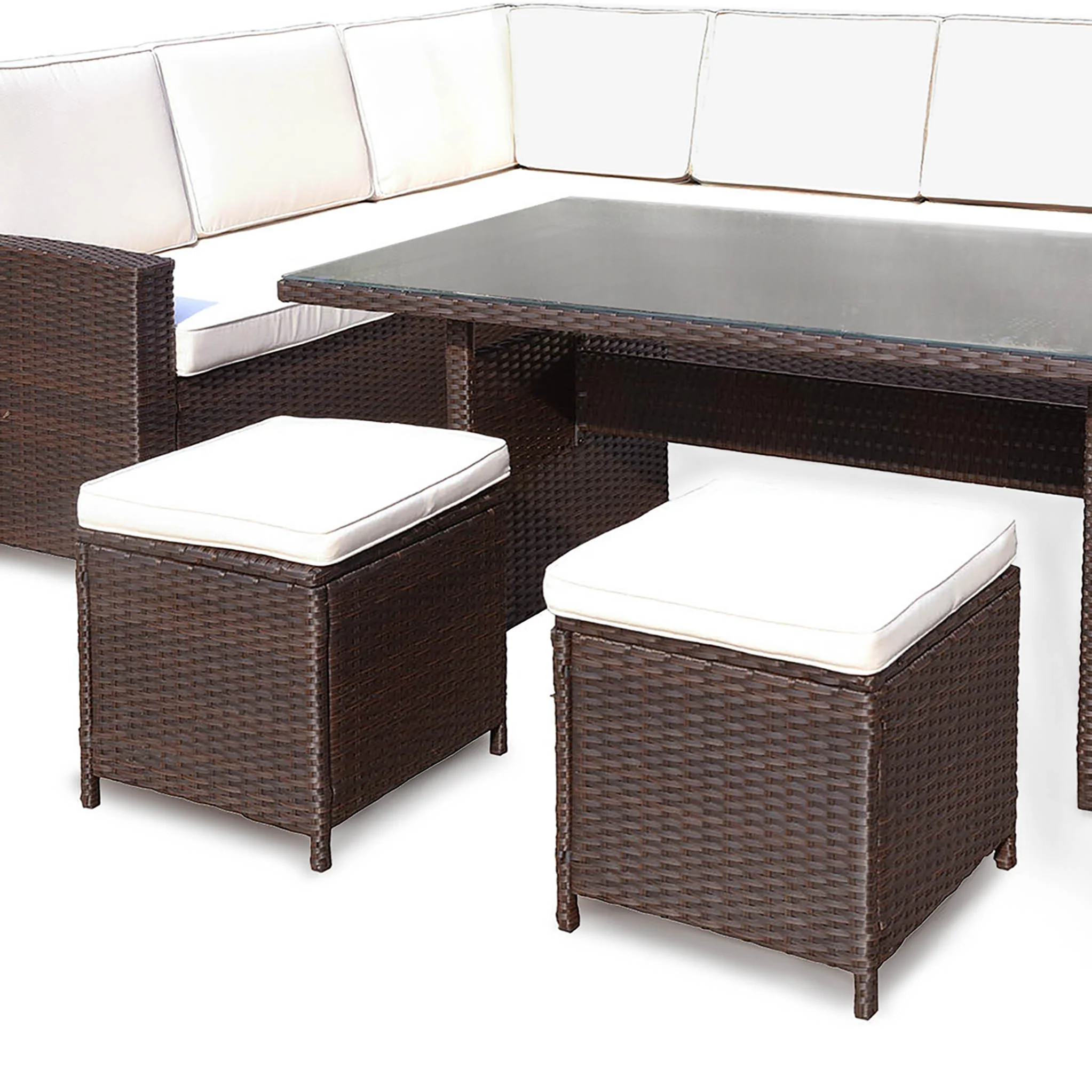 Berlin Rattan Corner Dining Set with Stools - Image 5