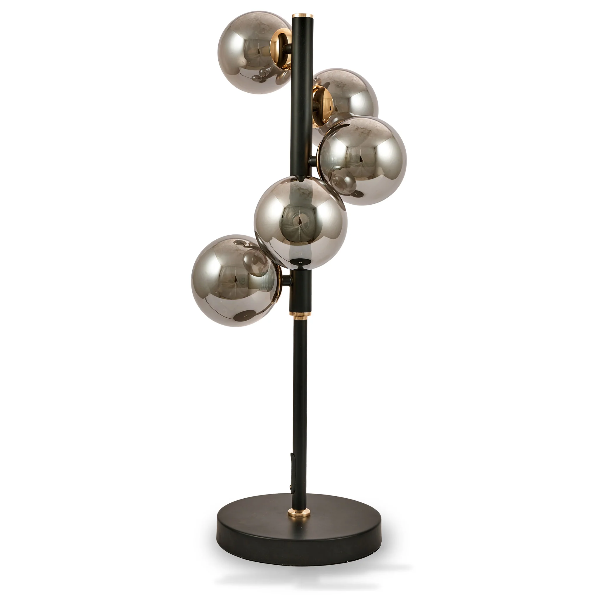 Blair Smoked Glass Ball and Black Metal Table Lamp - Image 4