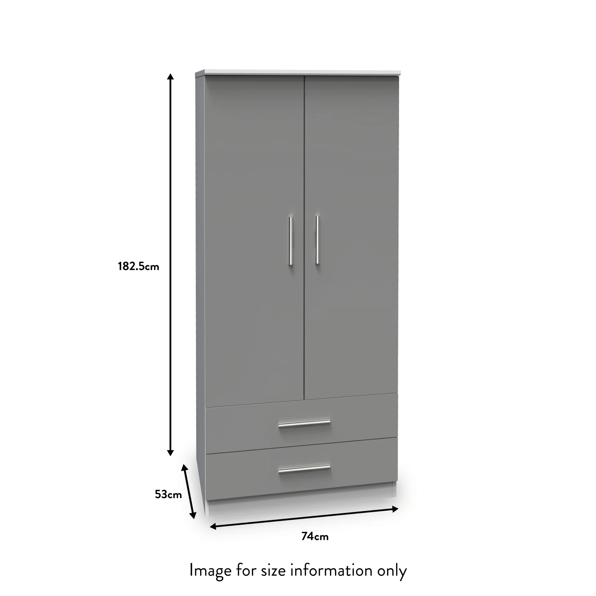 Blakely Grey and White 2 Door 2 Drawer Wardrobe - Image 4