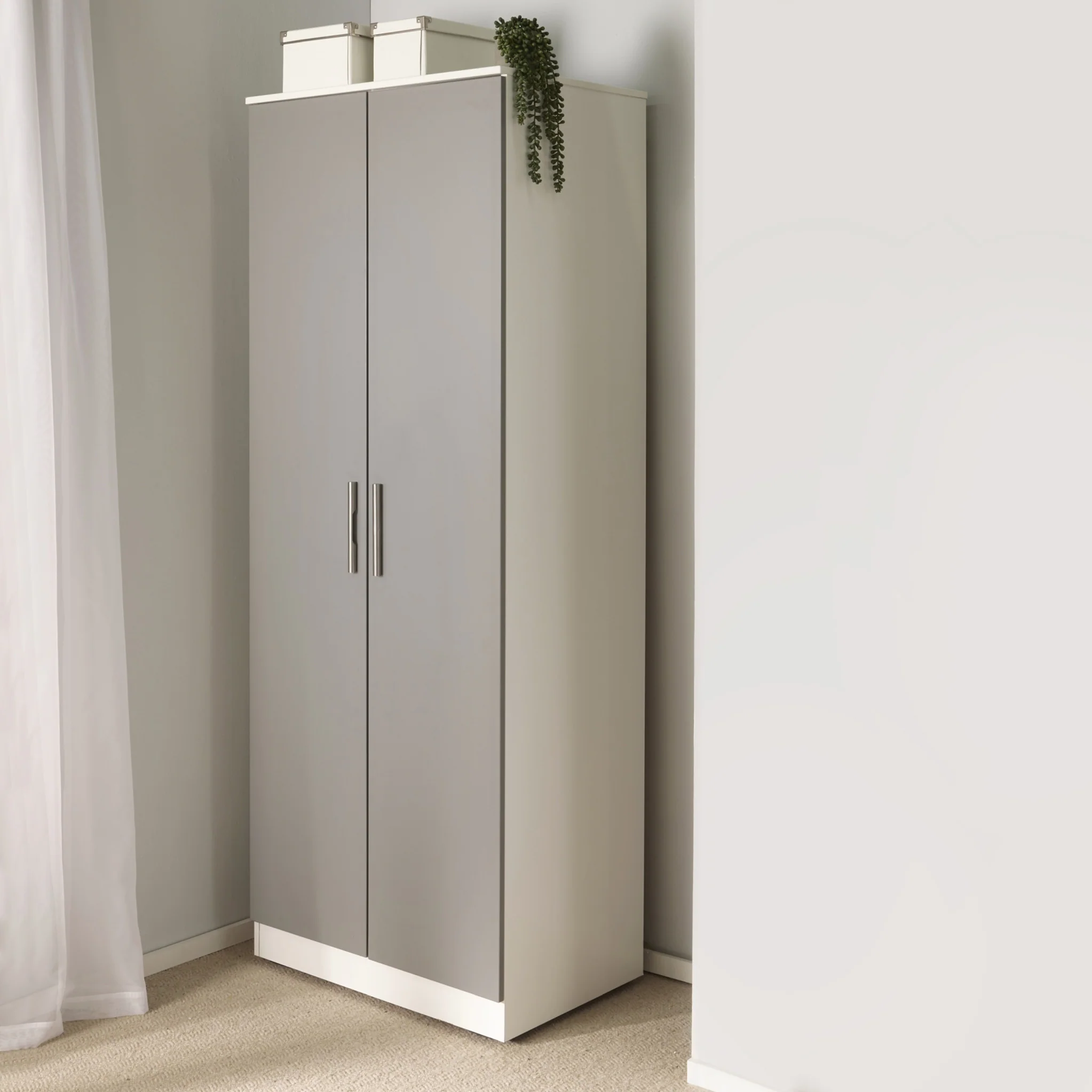 Blakely Grey and White 2 Door Wardrobe - Image 7