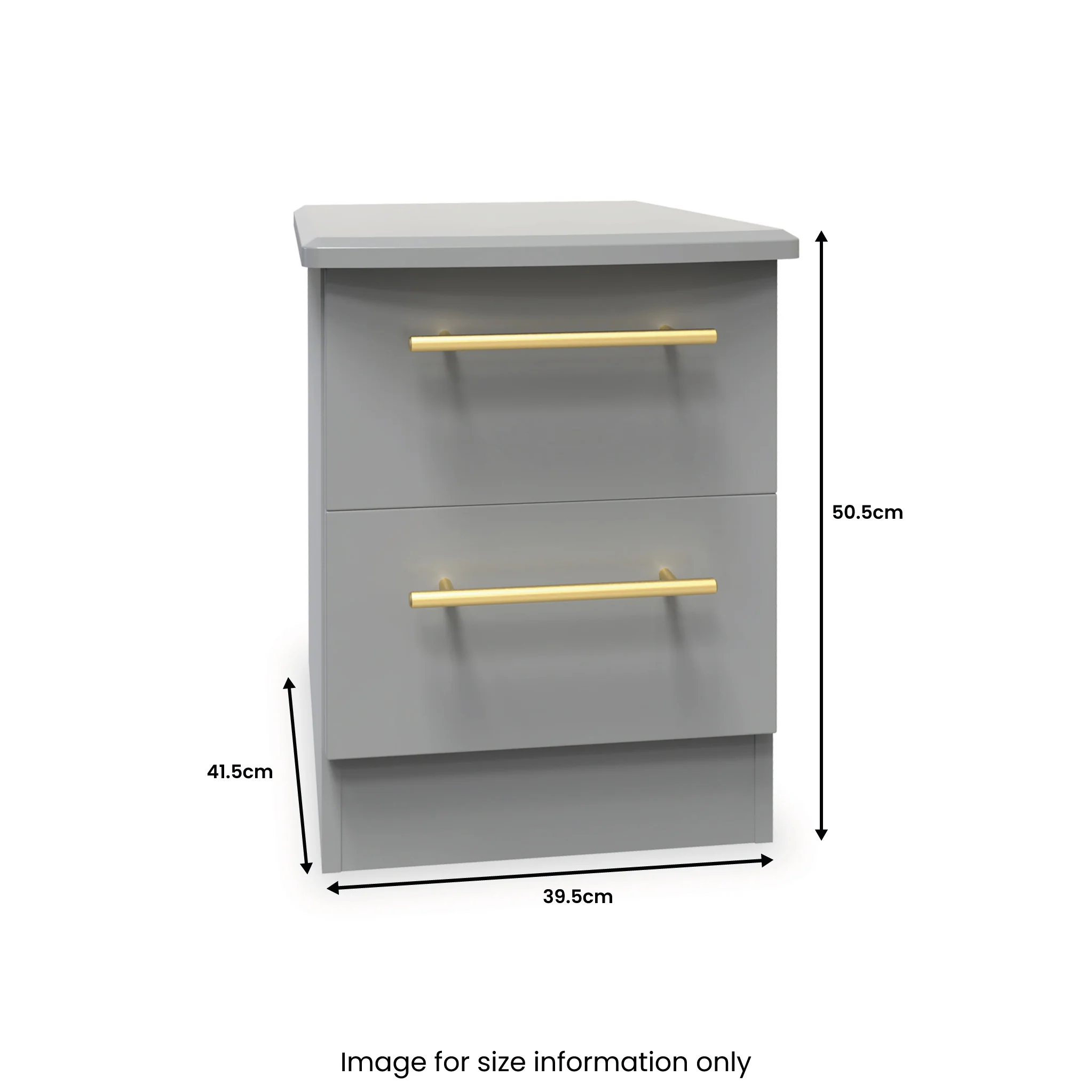 Bramham Grey 2 Drawer Bedside - Image 6