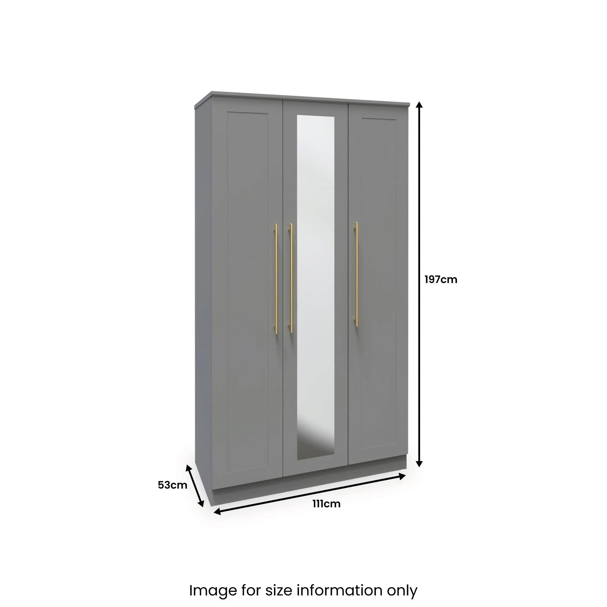 Bramham Grey 3 Door Mirror Wardrobe - Image 6