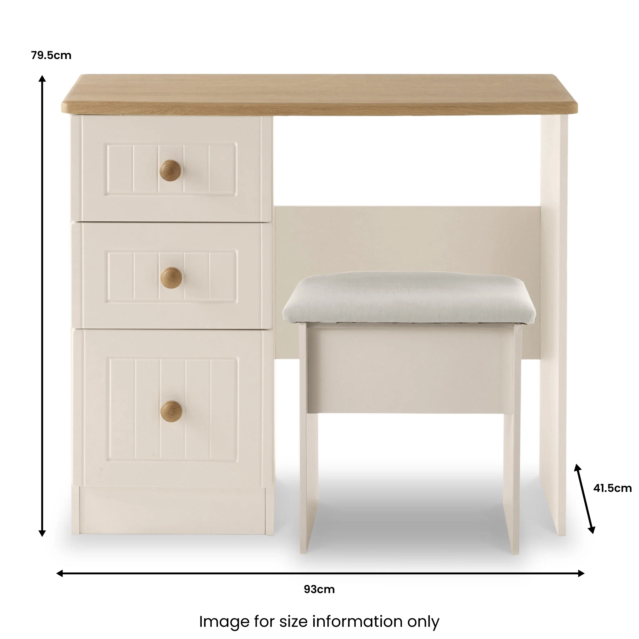 Brixham Cream Dressing Table with Stool - Image 5