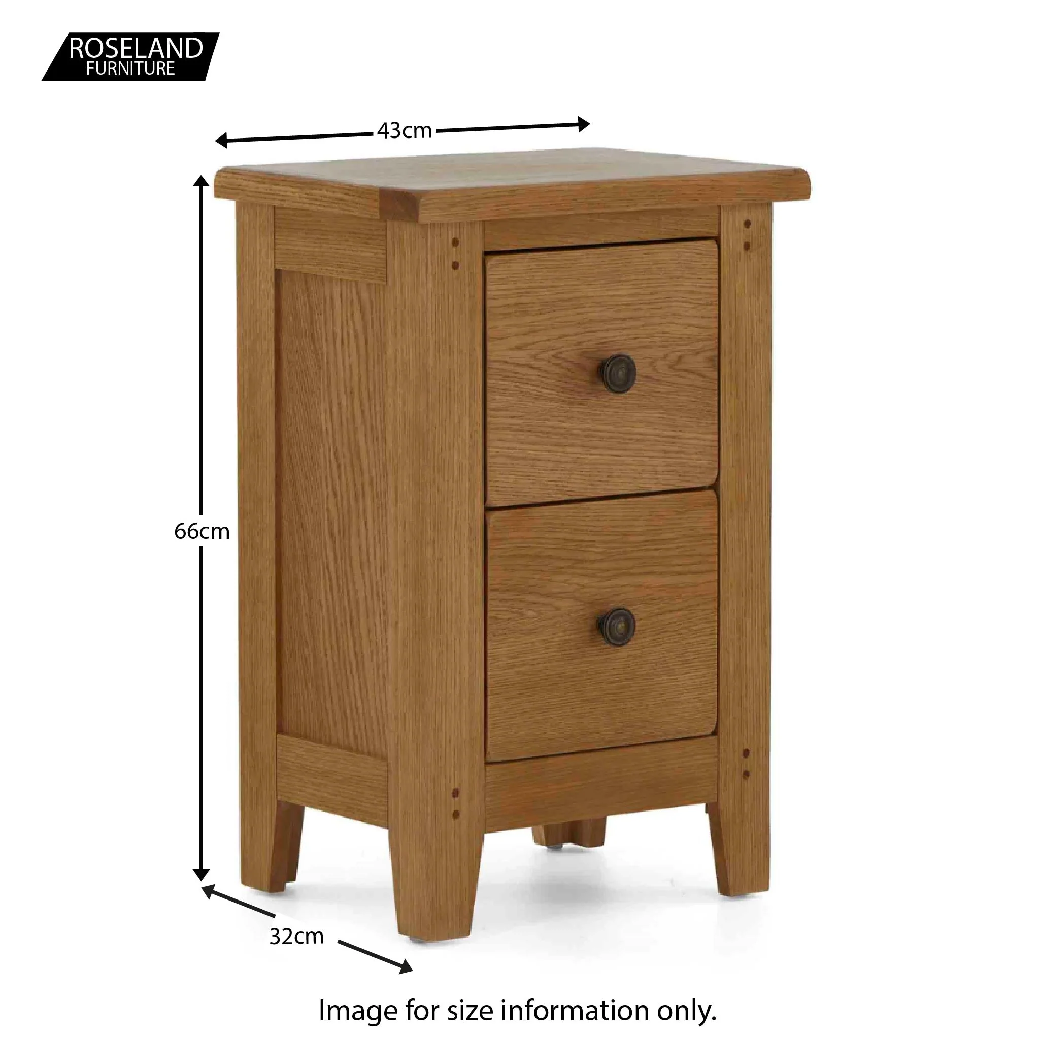Broadway Oak Narrow Bedside Table - Image 11