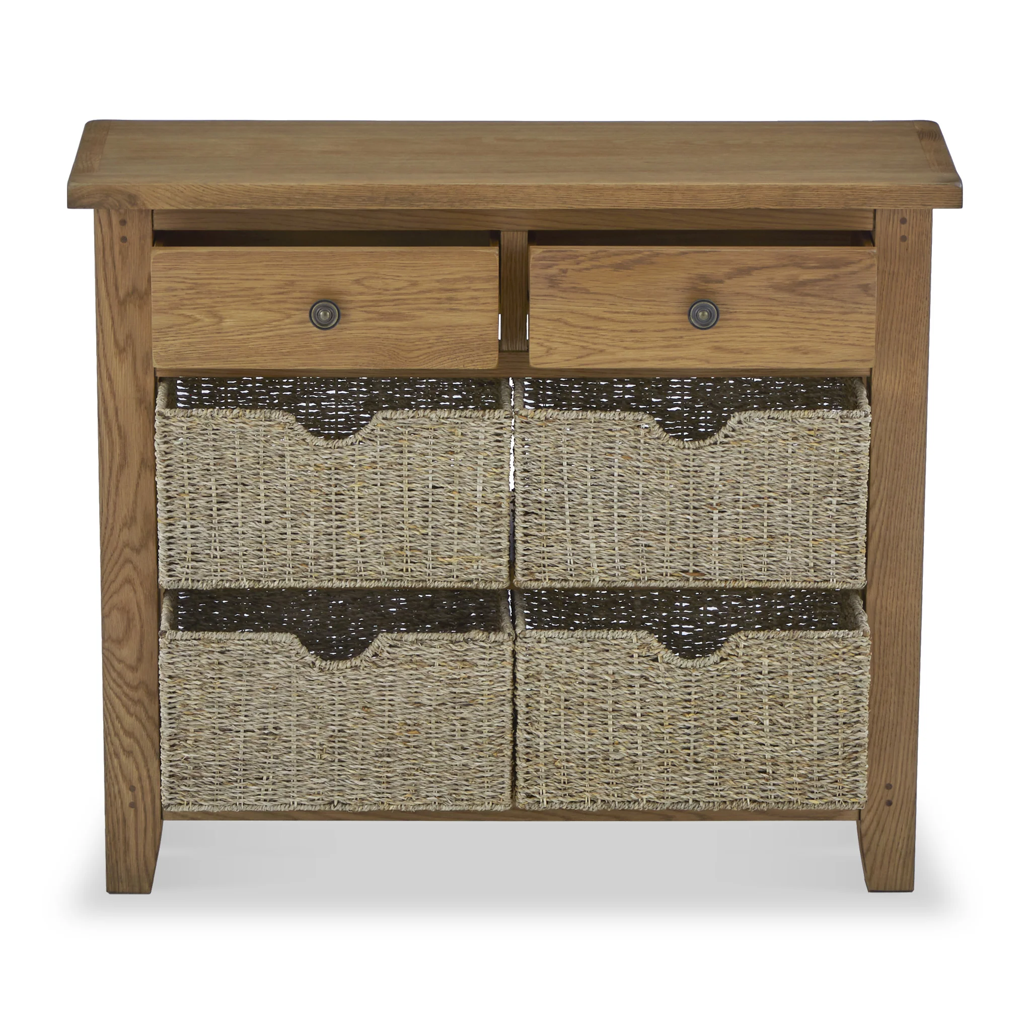 Broadway Oak Console Table with Baskets - Image 13