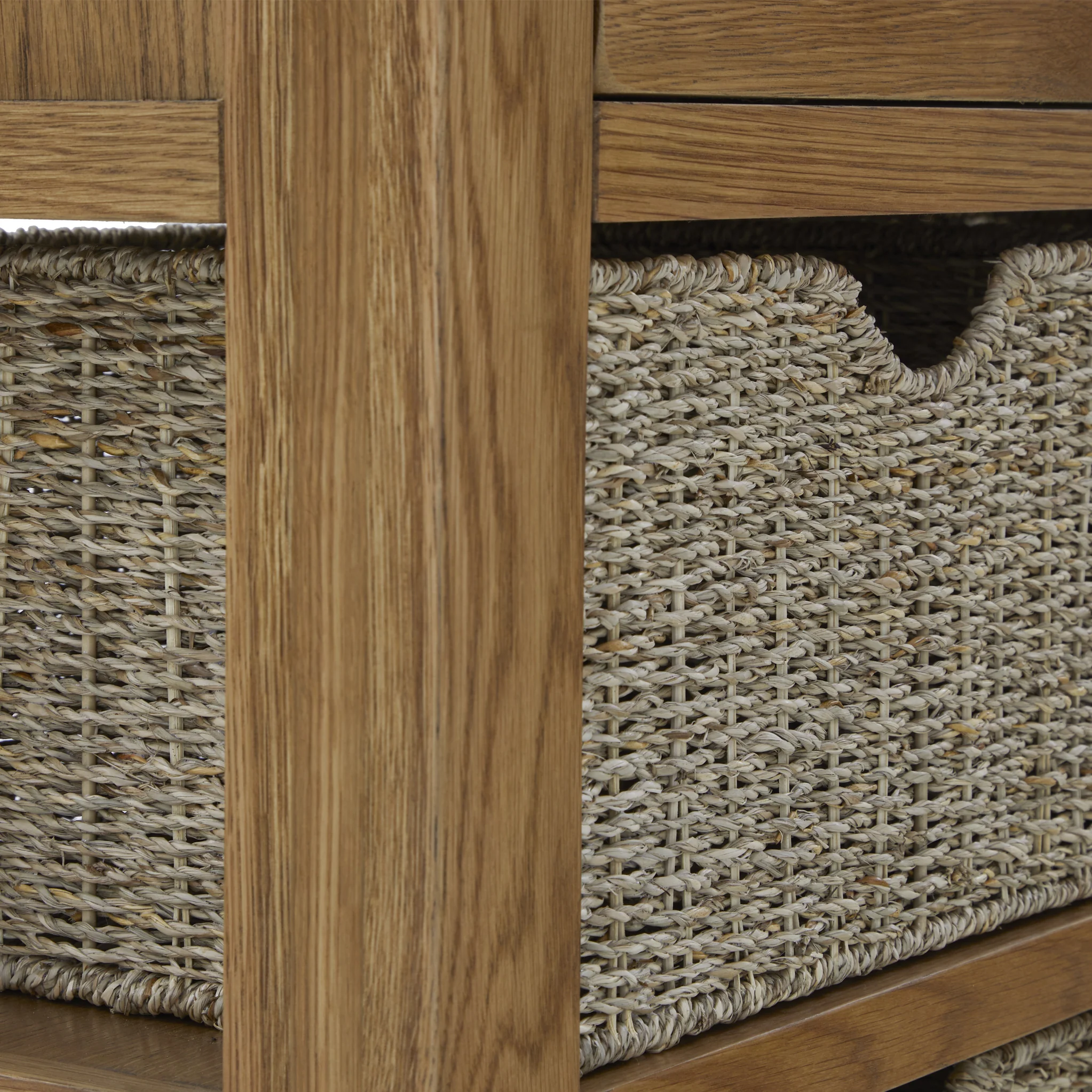 Broadway Oak Console Table with Baskets - Image 8