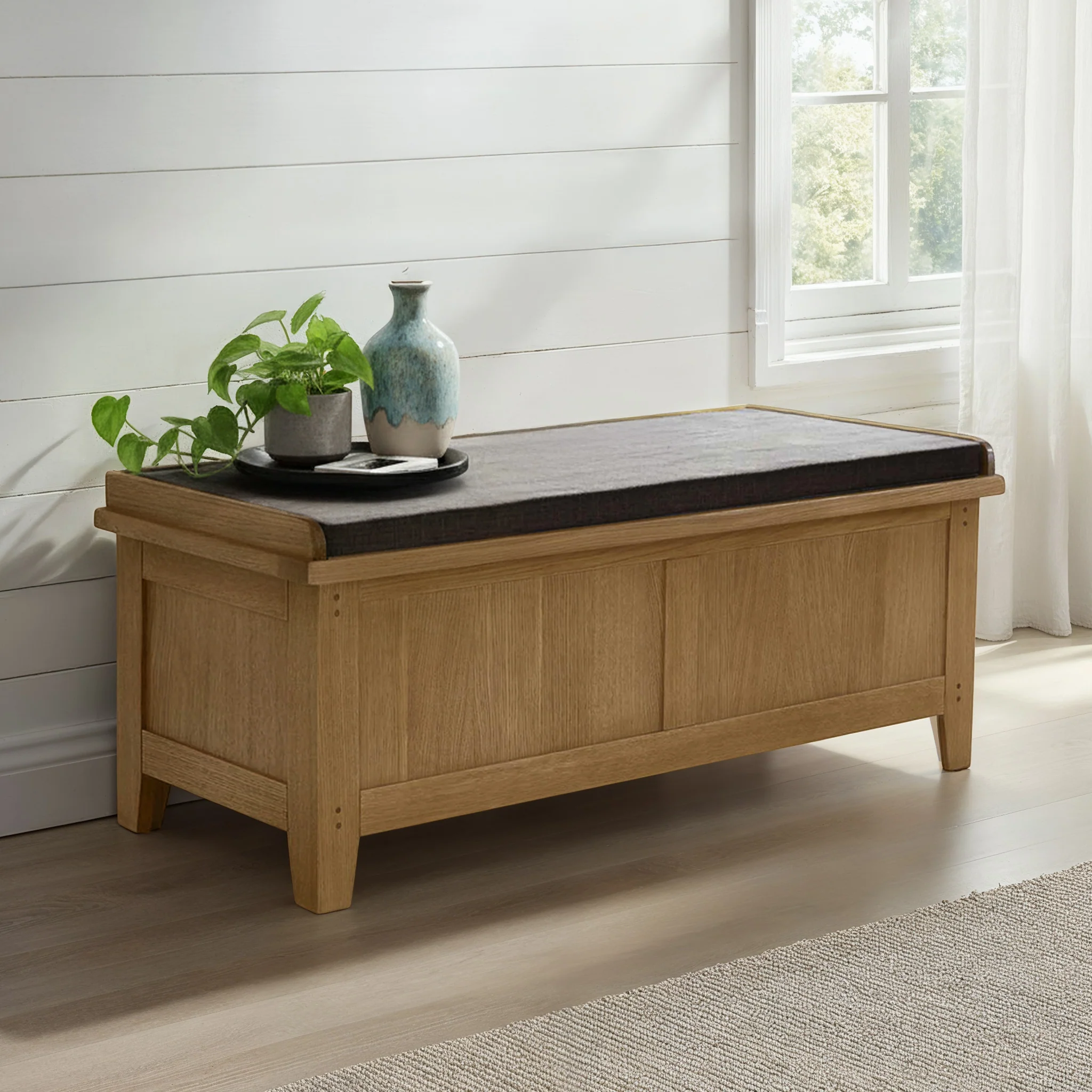 Broadway Oak Storage Bench - Image 2