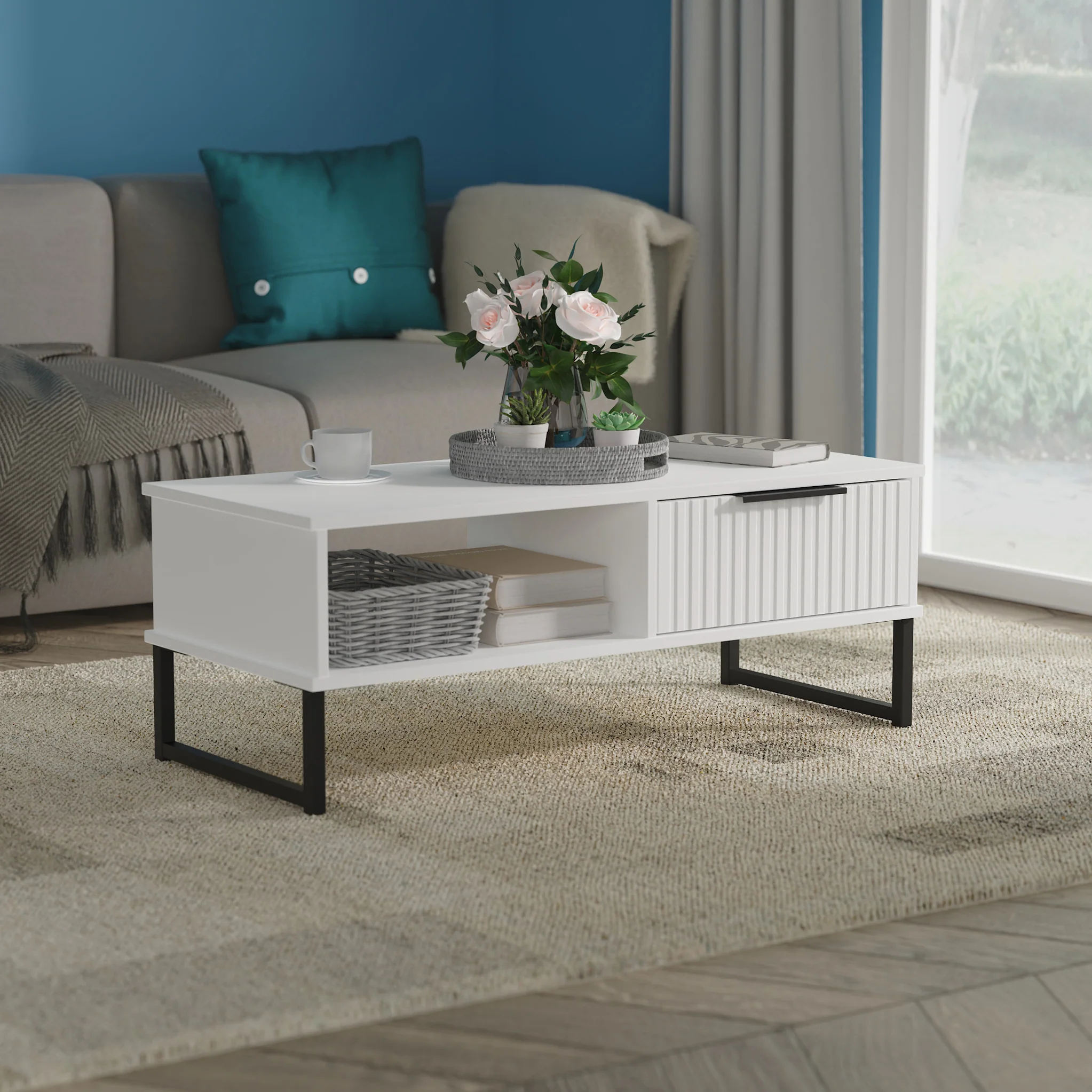 Callo Fluted 1 Drawer Coffee Table - Image 2