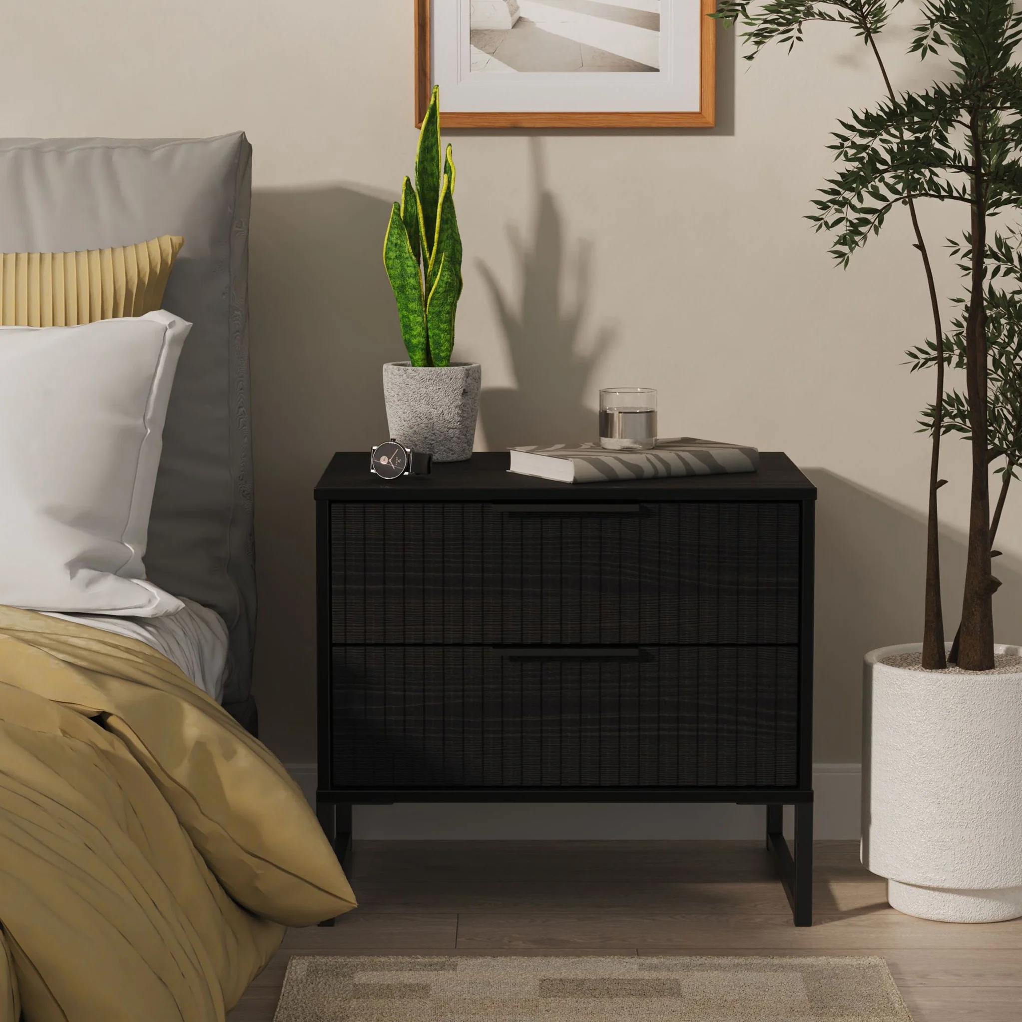 Callo Fluted 2 Drawer Side Table - Image 8