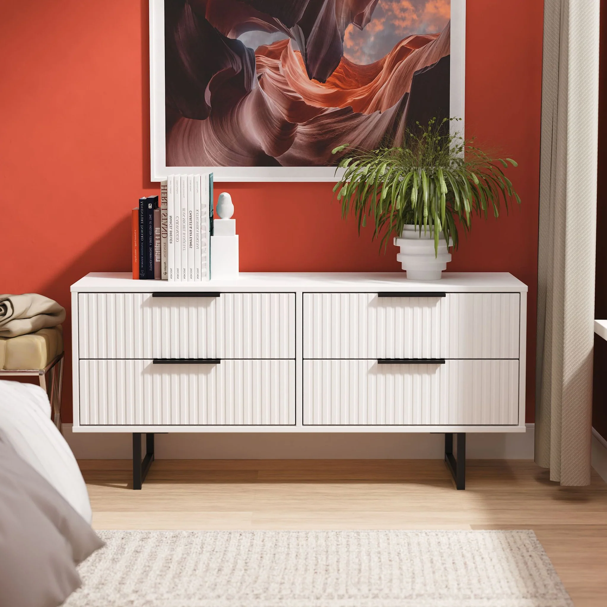 Callo Fluted 4 Drawer Low Storage Unit - Image 2
