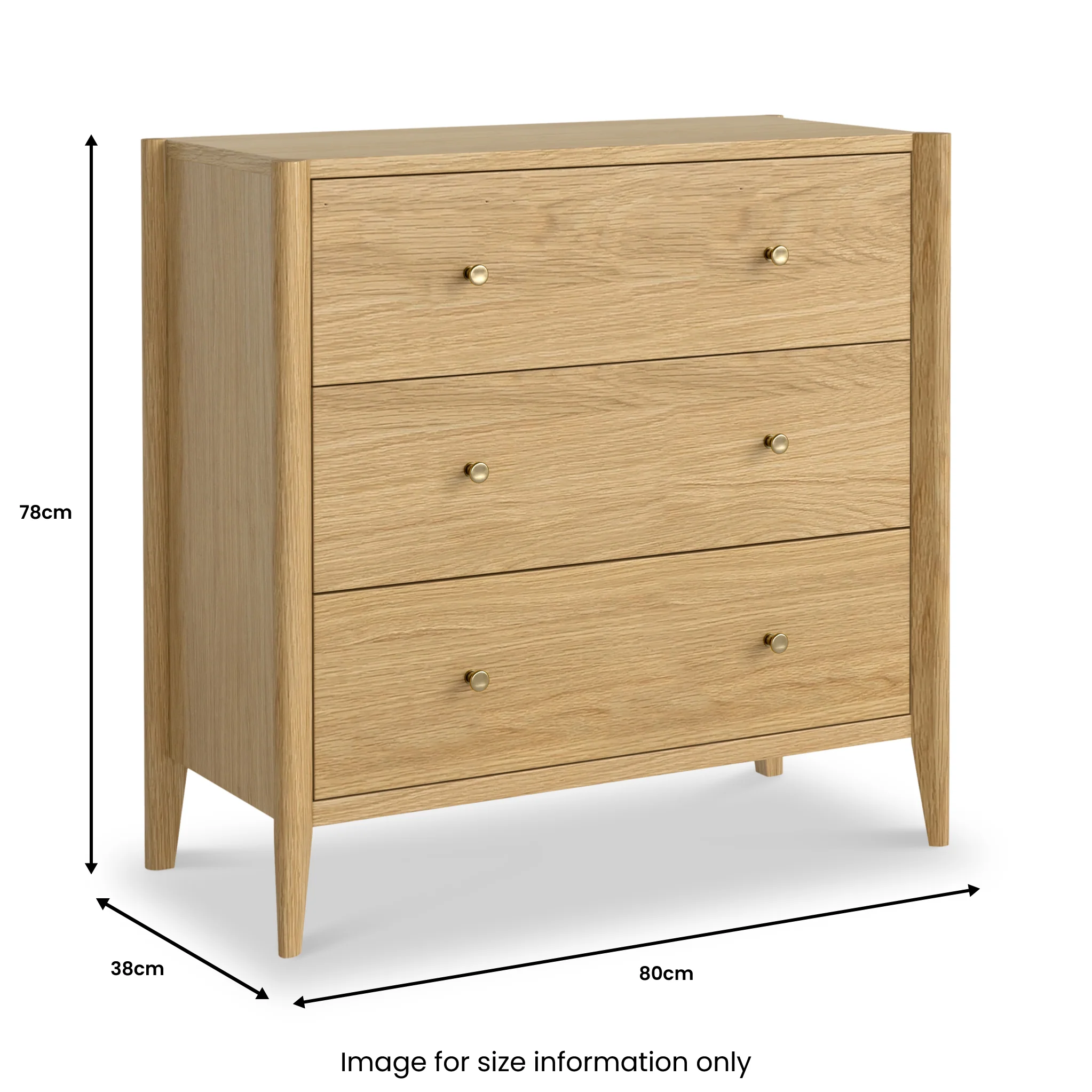 Cavell Oak 3 Drawer Chest - Image 3