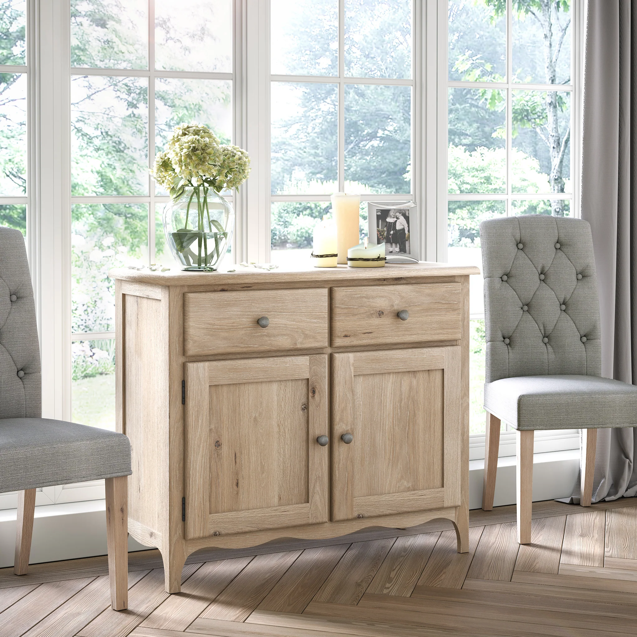 Celine Washed Oak Small Sideboard - Image 9