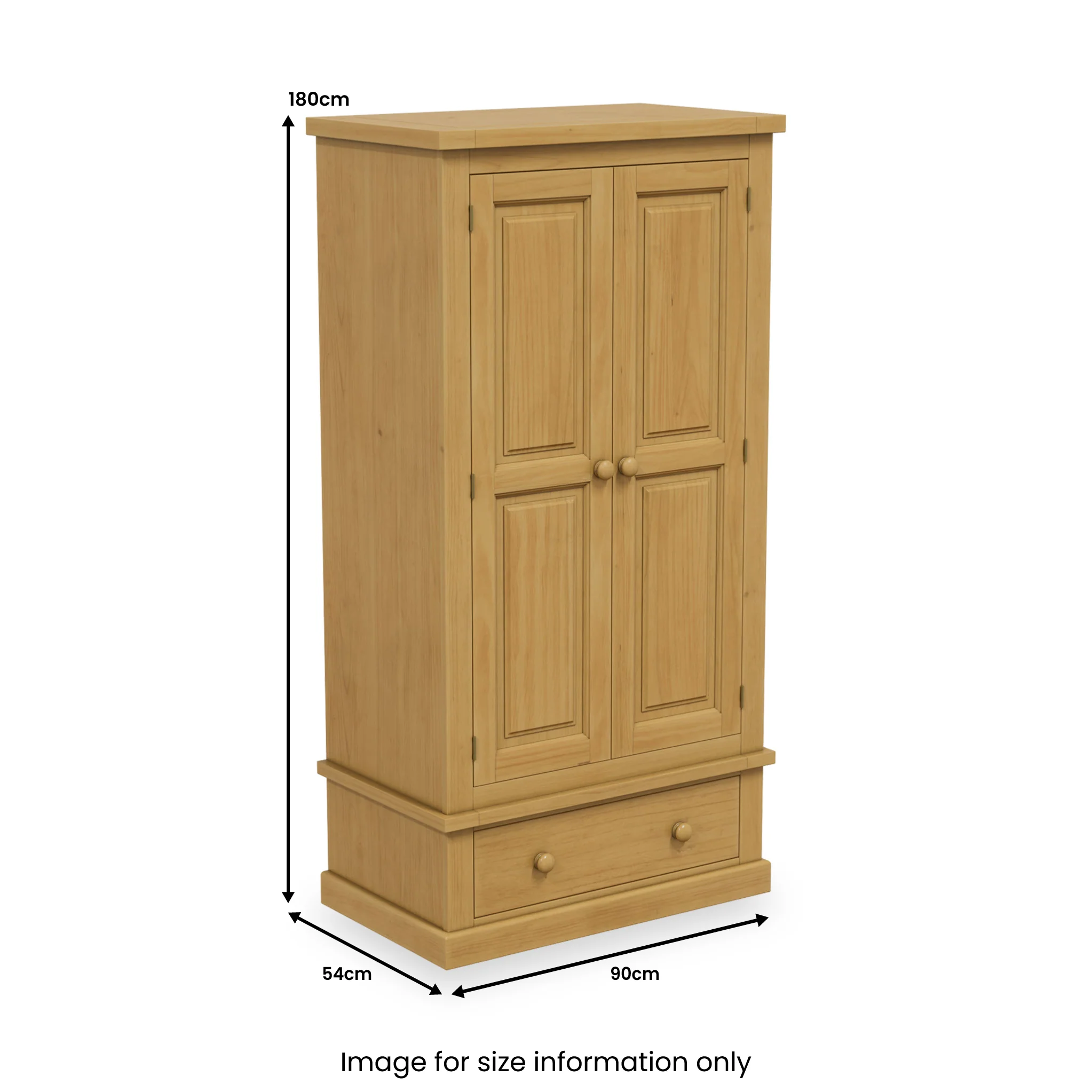 Chiswick Pine Double Wardrobe with Drawer - Image 6