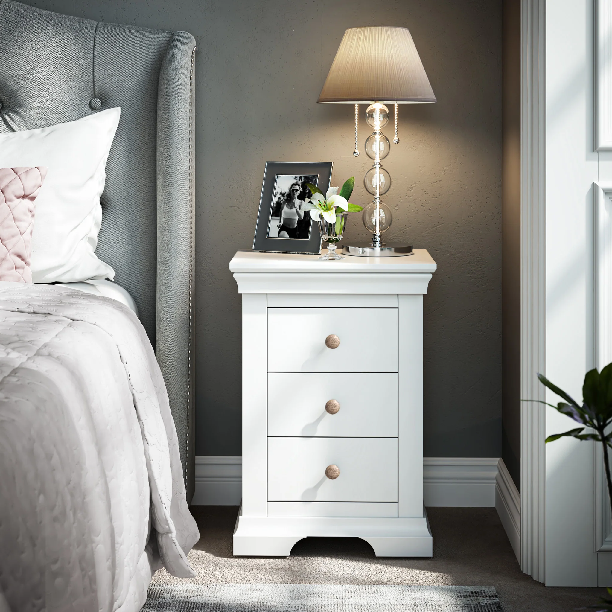 Colette 3 Drawer Bedside Table - Image 3