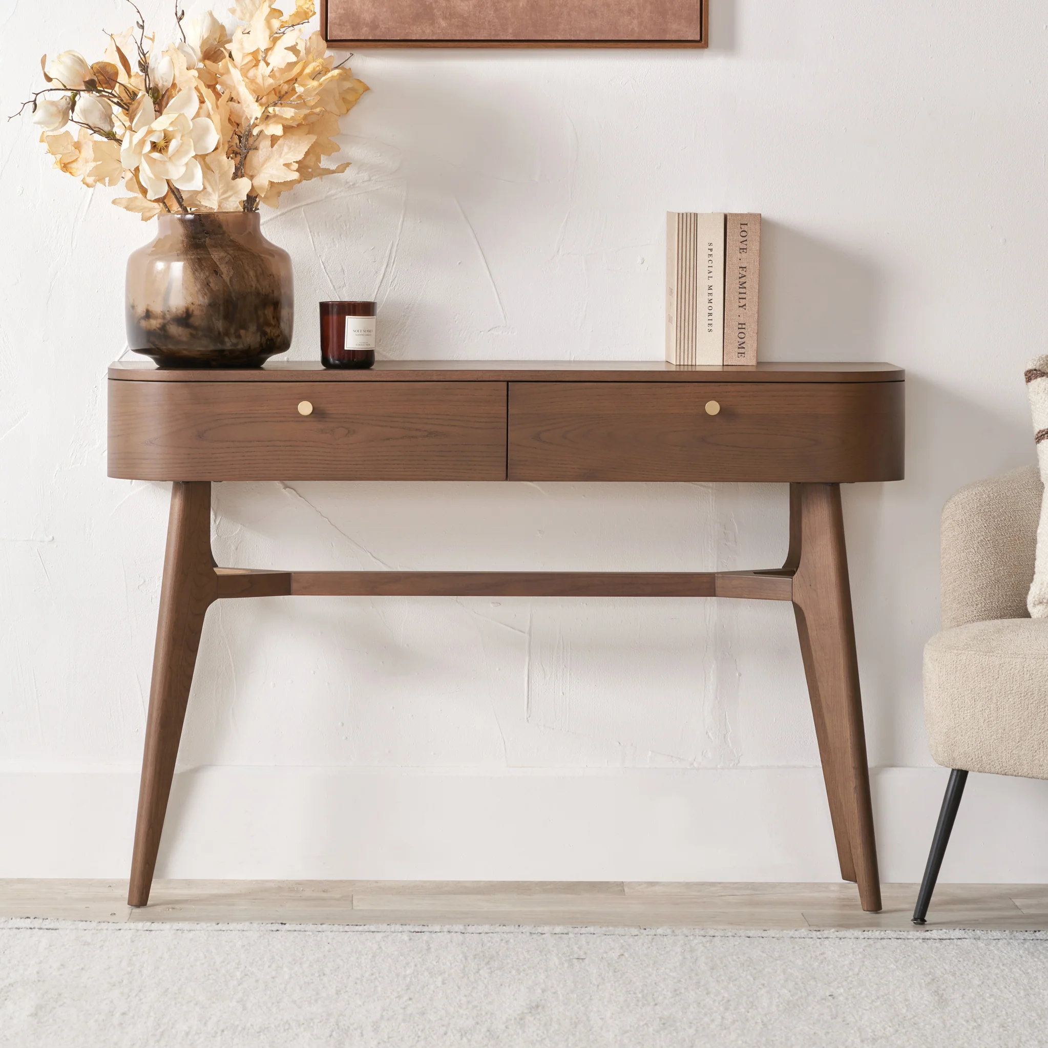 Elias Dark Ash 2 Drawer Console Table - Image 2
