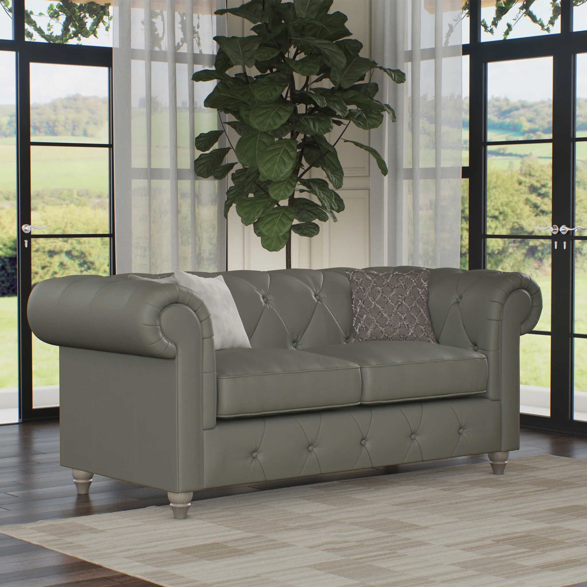 Everett Leather 2 Seater Sofa - Image 49