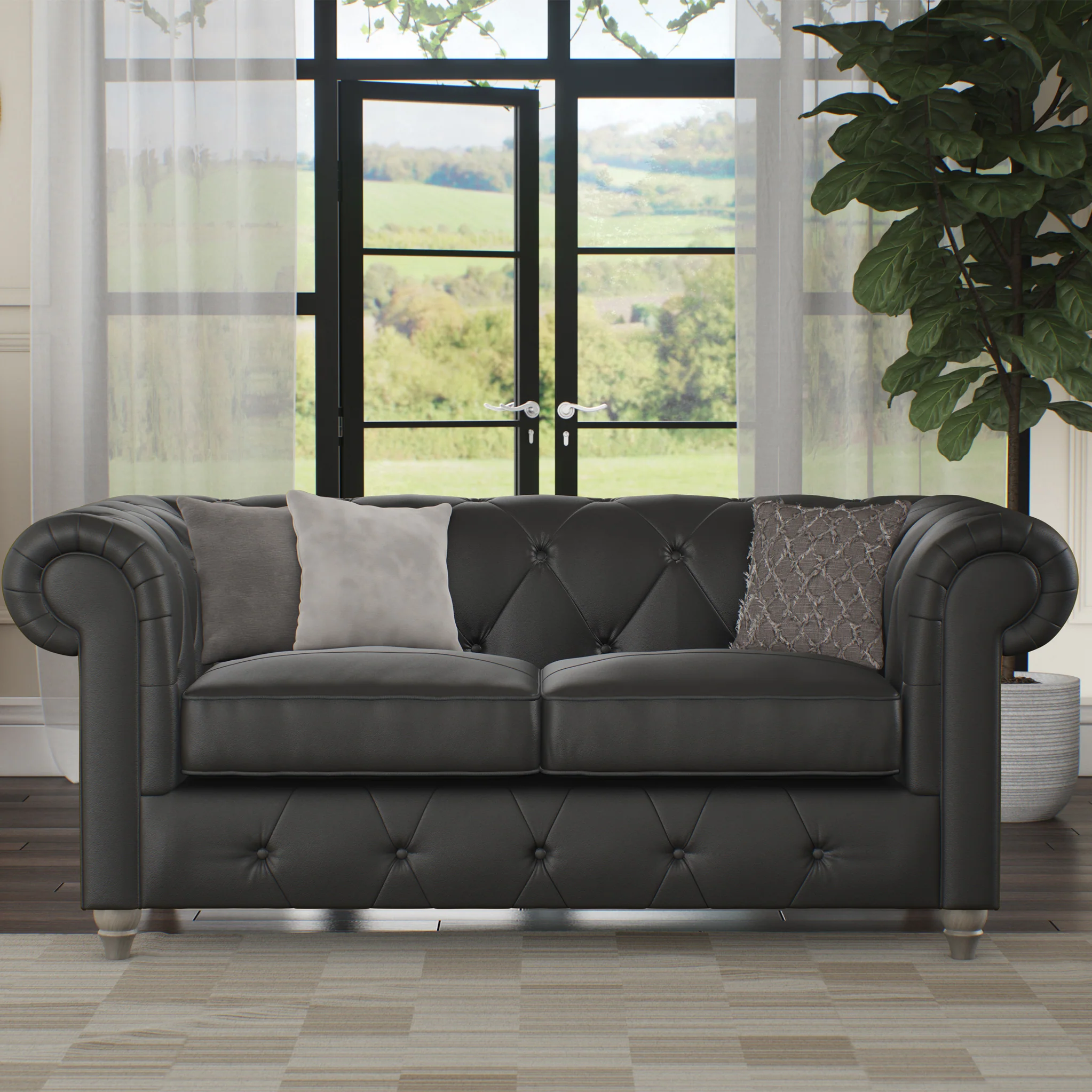 Everett Leather 2 Seater Sofa - Image 7