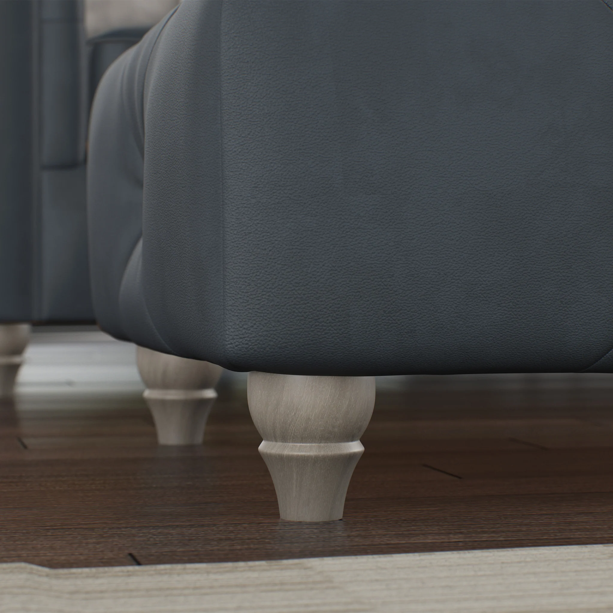 Everett Leather Button Top Footstool - Image 10