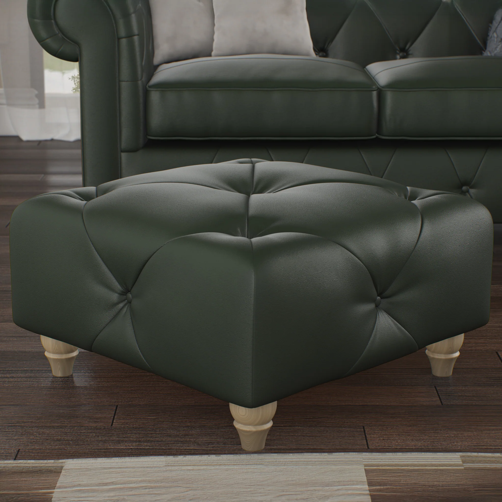 Everett Leather Button Top Footstool - Image 23