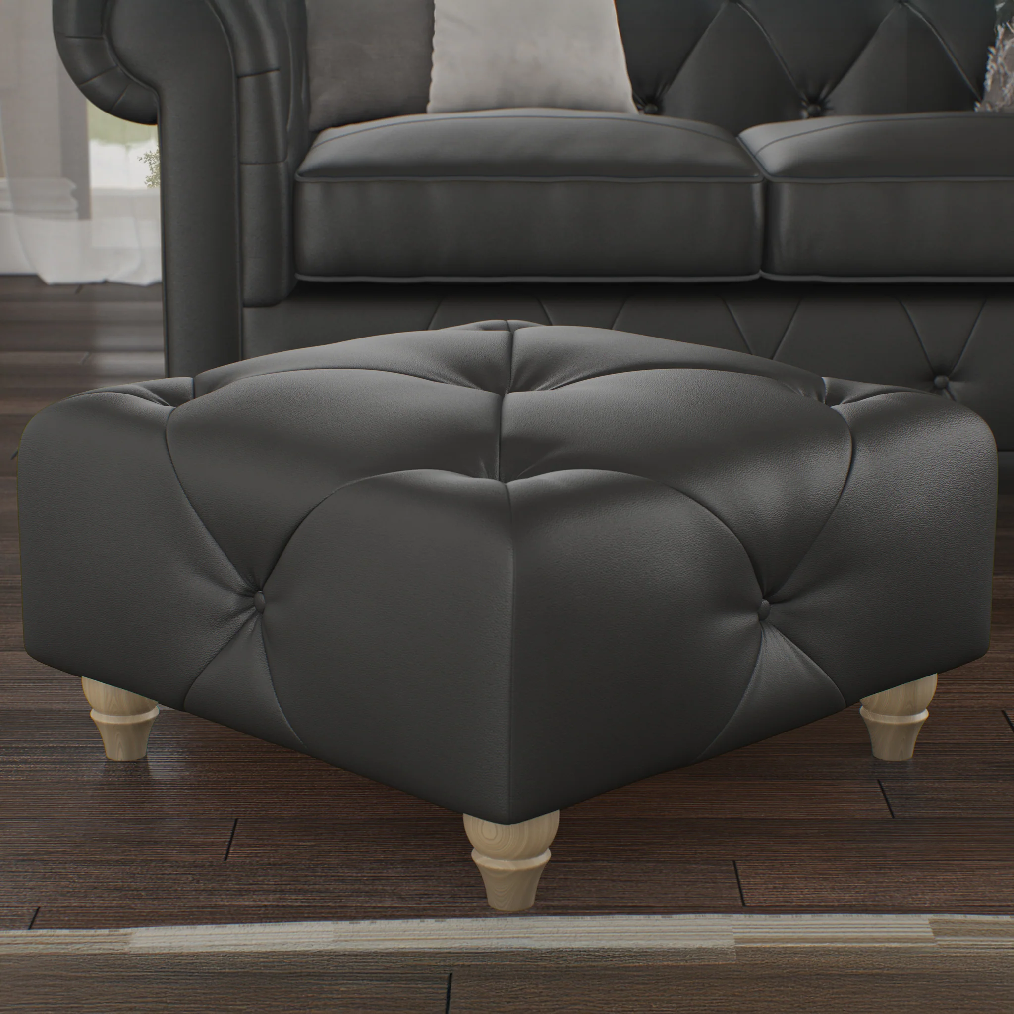 Everett Leather Button Top Footstool - Image 33