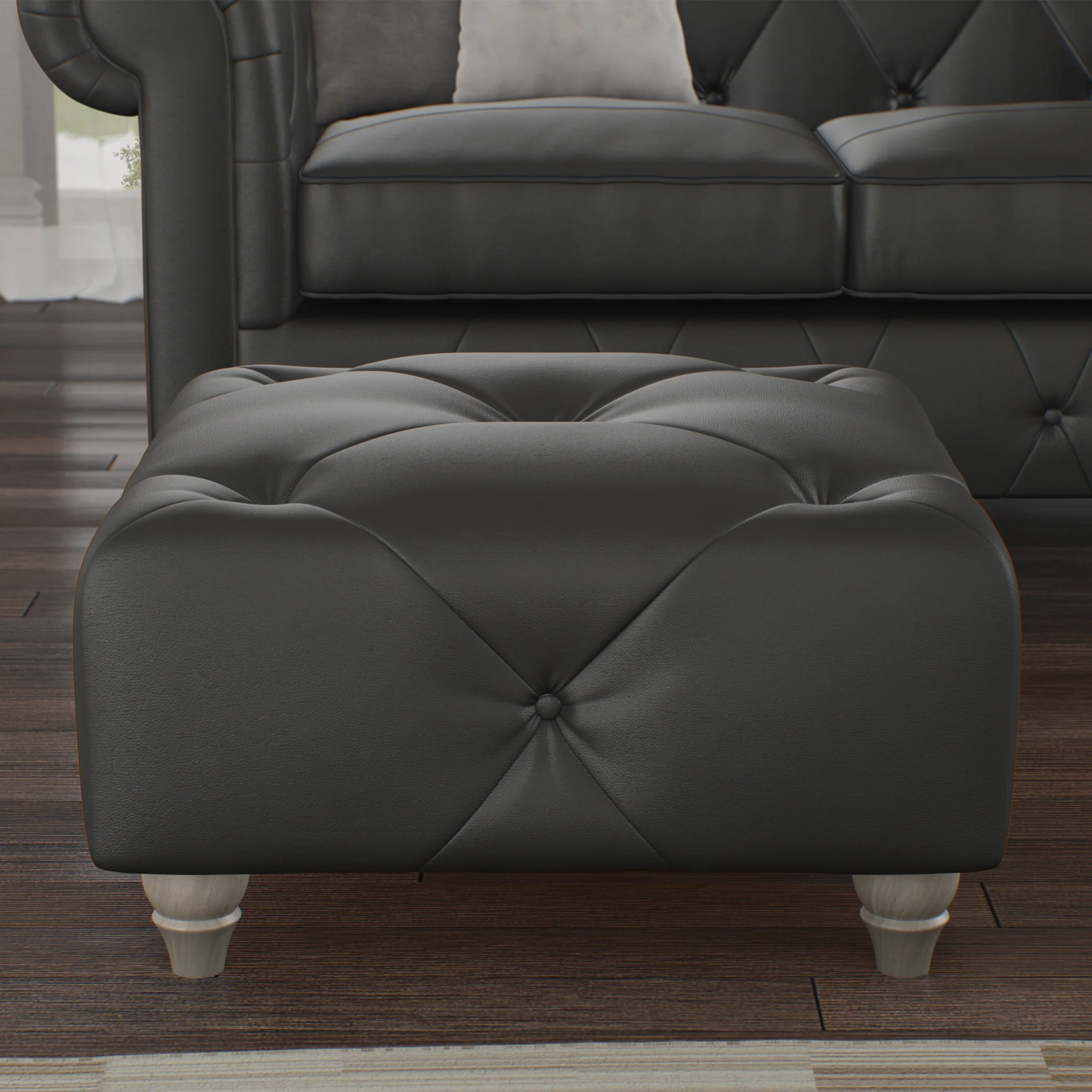 Everett Leather Button Top Footstool - Image 36