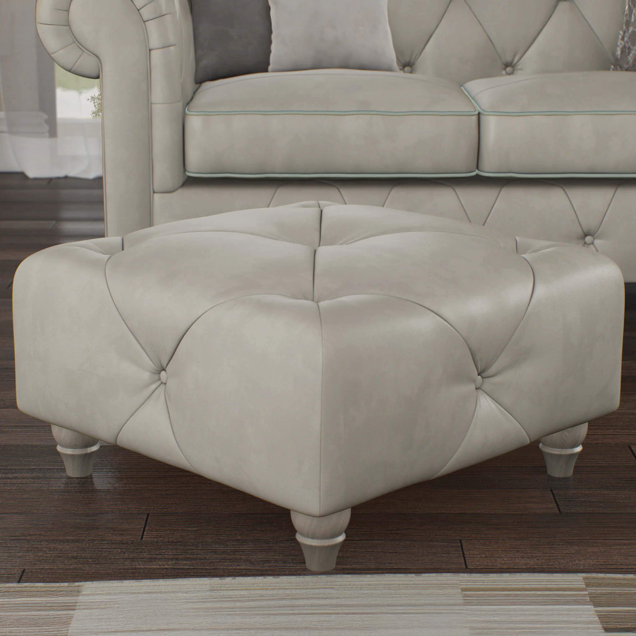 Everett Leather Button Top Footstool - Image 56