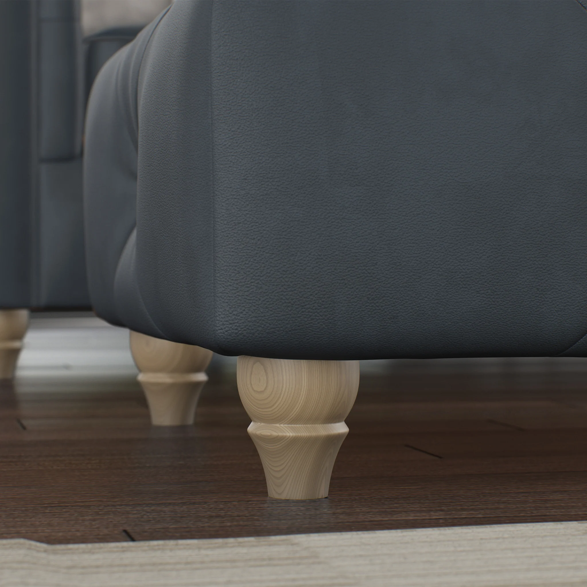 Everett Leather Button Top Footstool - Image 9