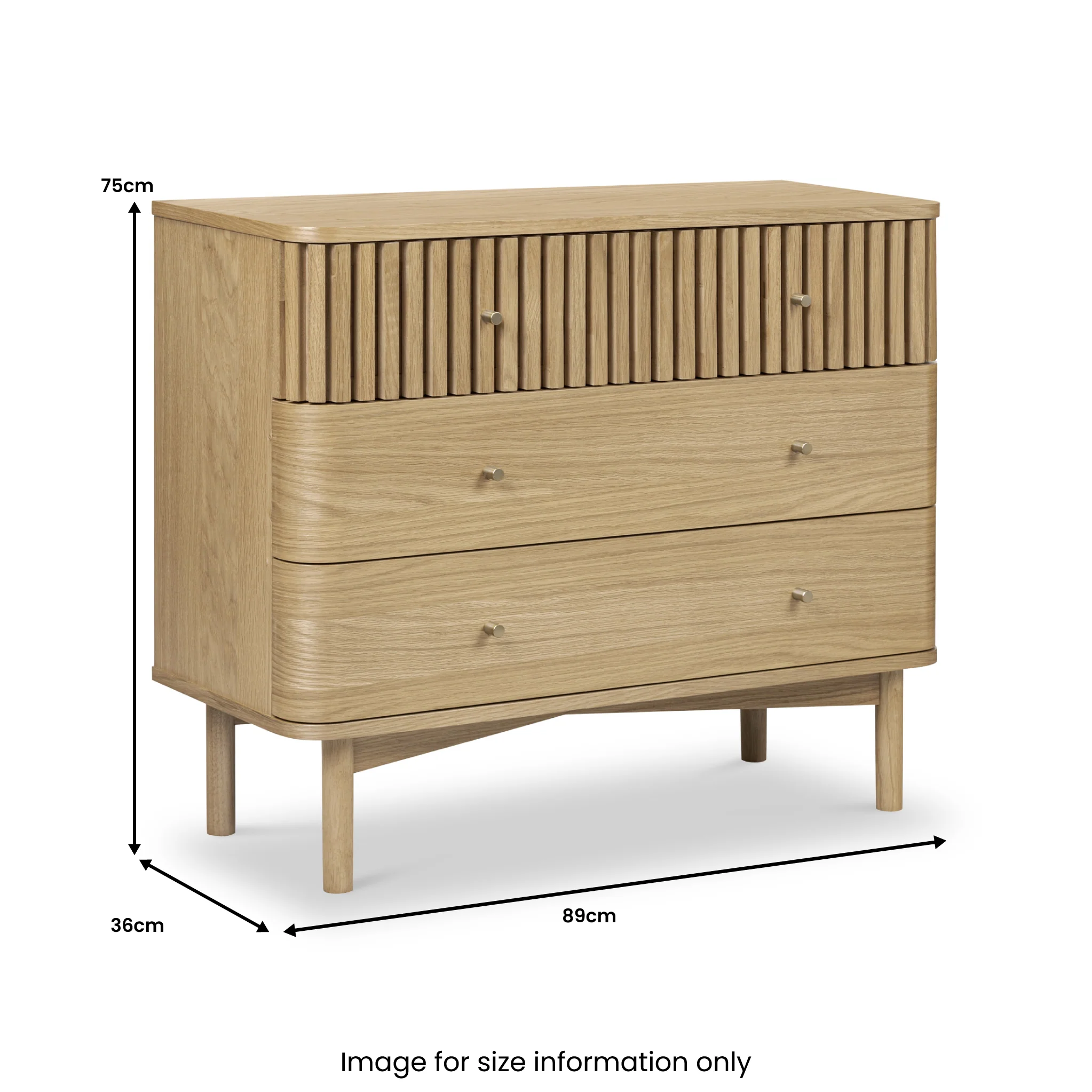Finch Oak Slatted 3 Drawer Chest - Image 10