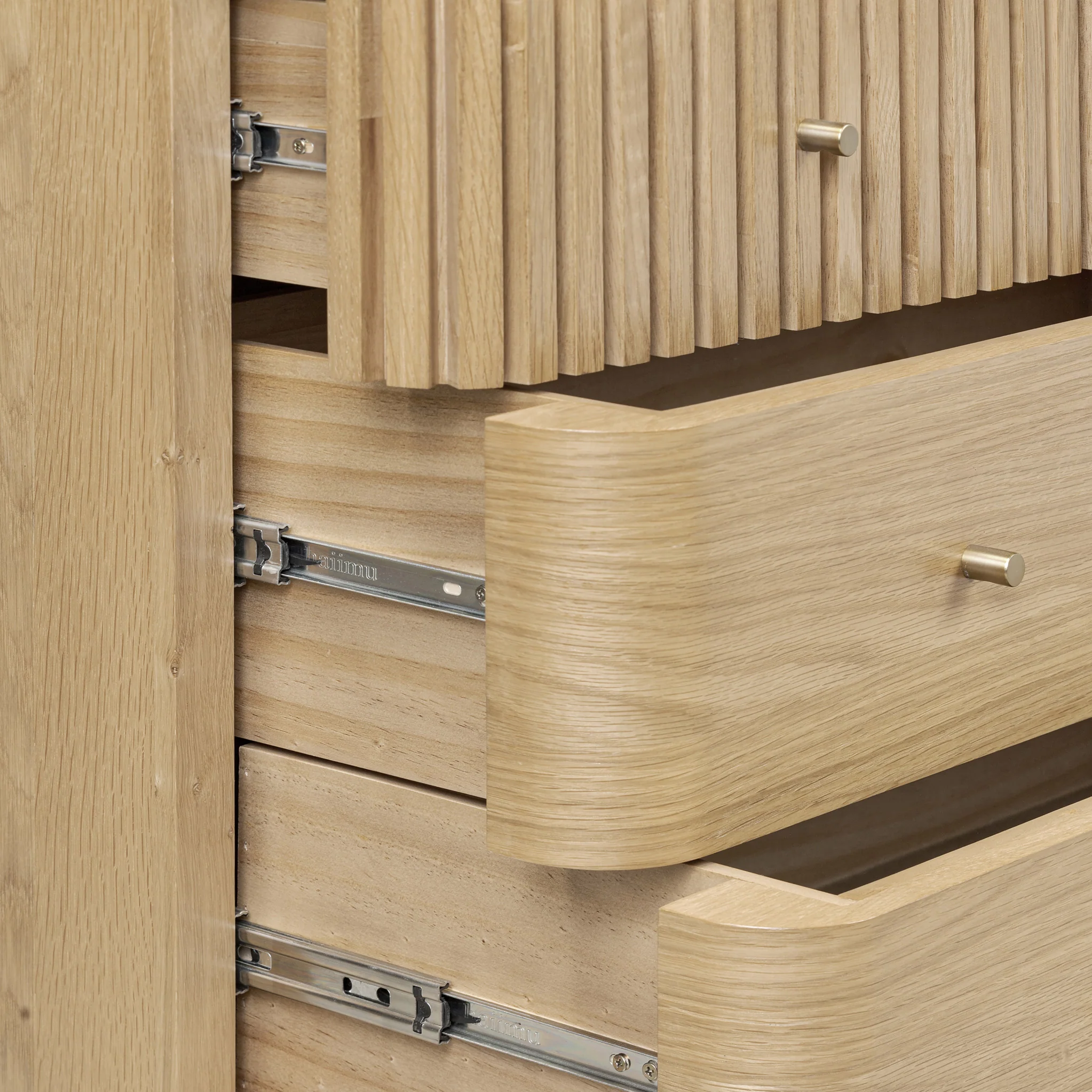 Finch Oak Slatted 3 Drawer Chest - Image 6