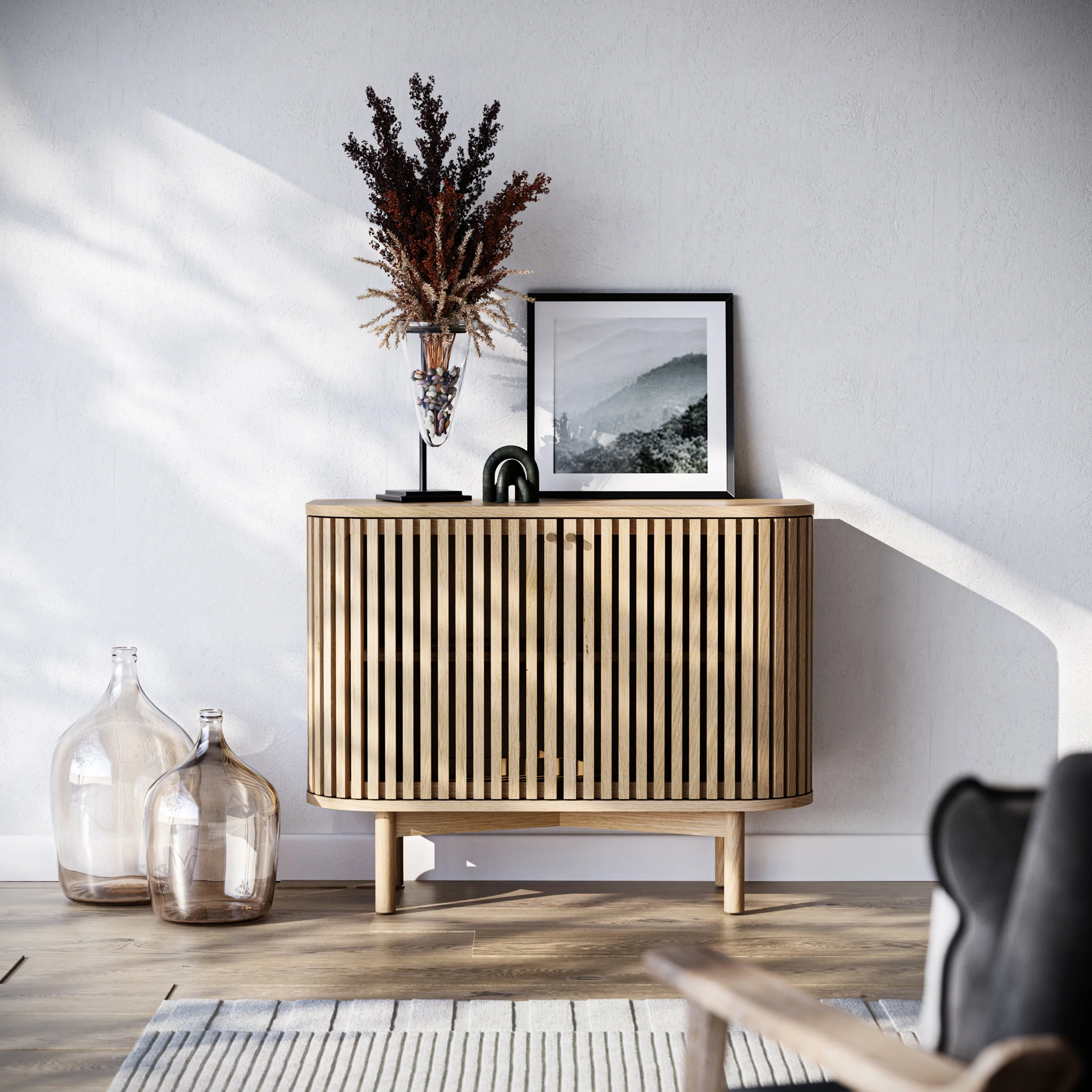 Finch Oak Slatted Small Sideboard - Image 2