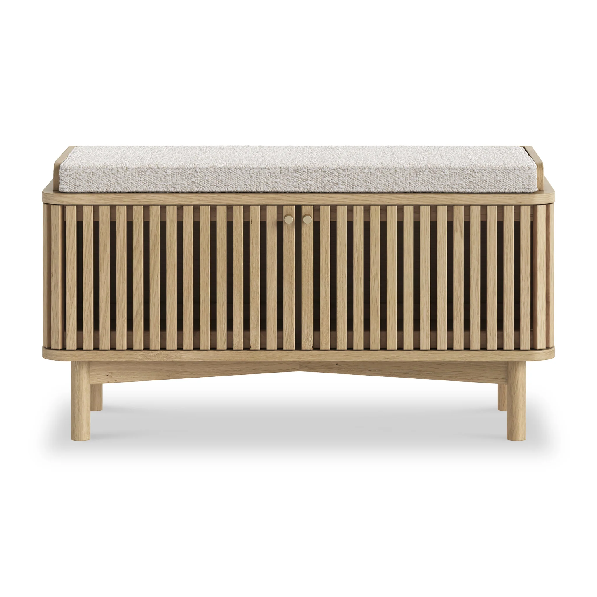 Finch Oak Slatted Storage Bench - Image 3